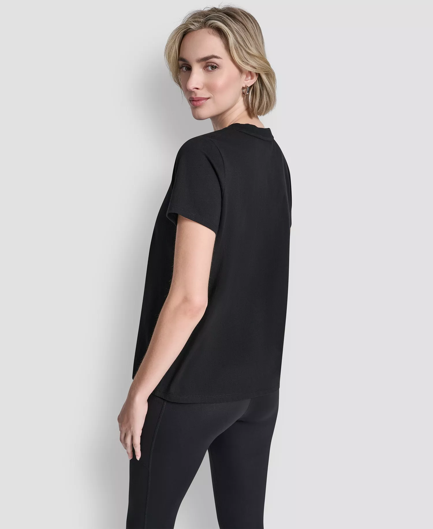 Women's Ombre Rhinestone Short-Sleeve Top - Black/ Silver Ombre - L