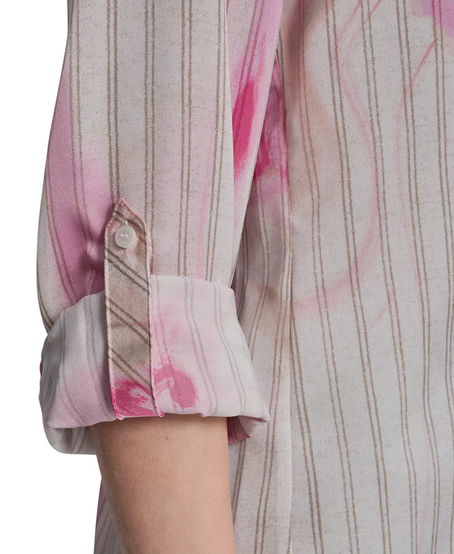 Petite Woven Roll Tab Button-Front Shirt - Pink - P/L