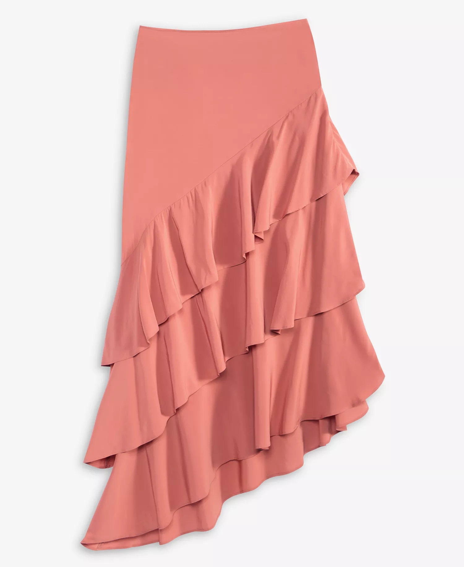 Women's Asymmetrical Ruffle Midi Skirt, Macy's Exclusive - Copper Brown - 0