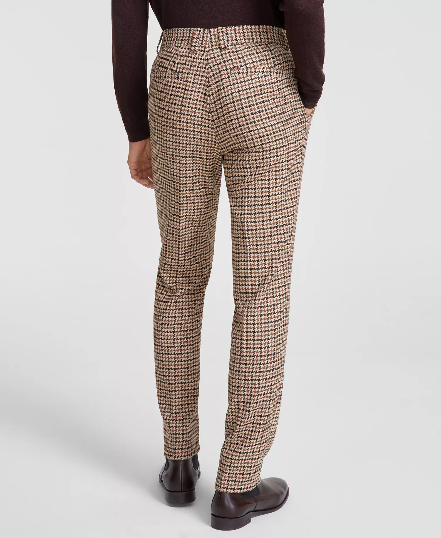 Men's Modern-Fit Houndstooth Suit Separate Pants - Dark Brown - 38R