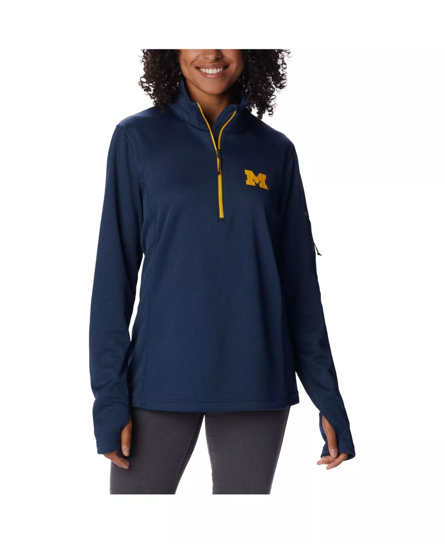 Women's Navy Michigan Wolverines Park View Omni-Wick Half-Zip Top - Navy - L