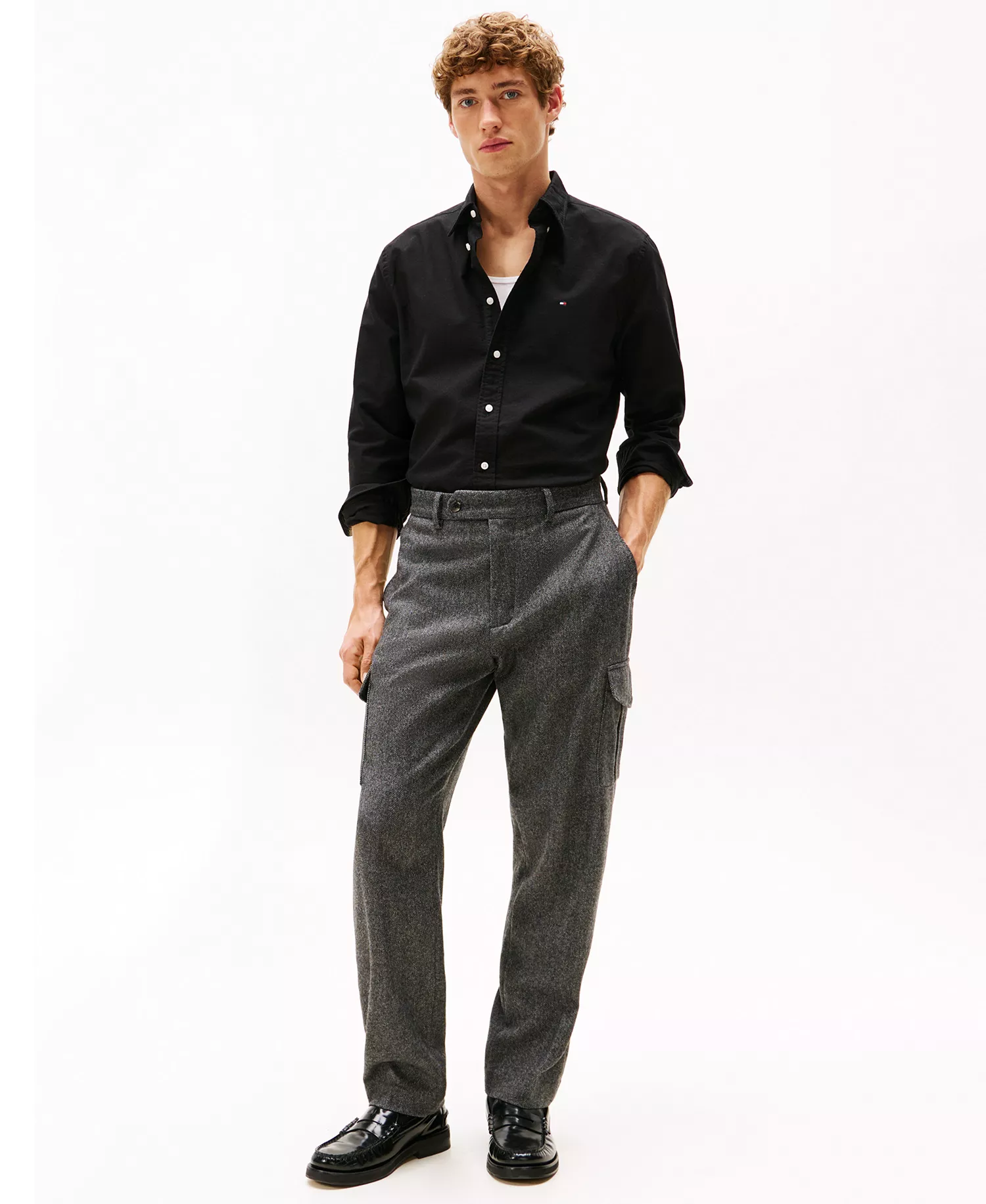 Men's Regular-Fit Heritage Oxford Shirt - Black Solid - L