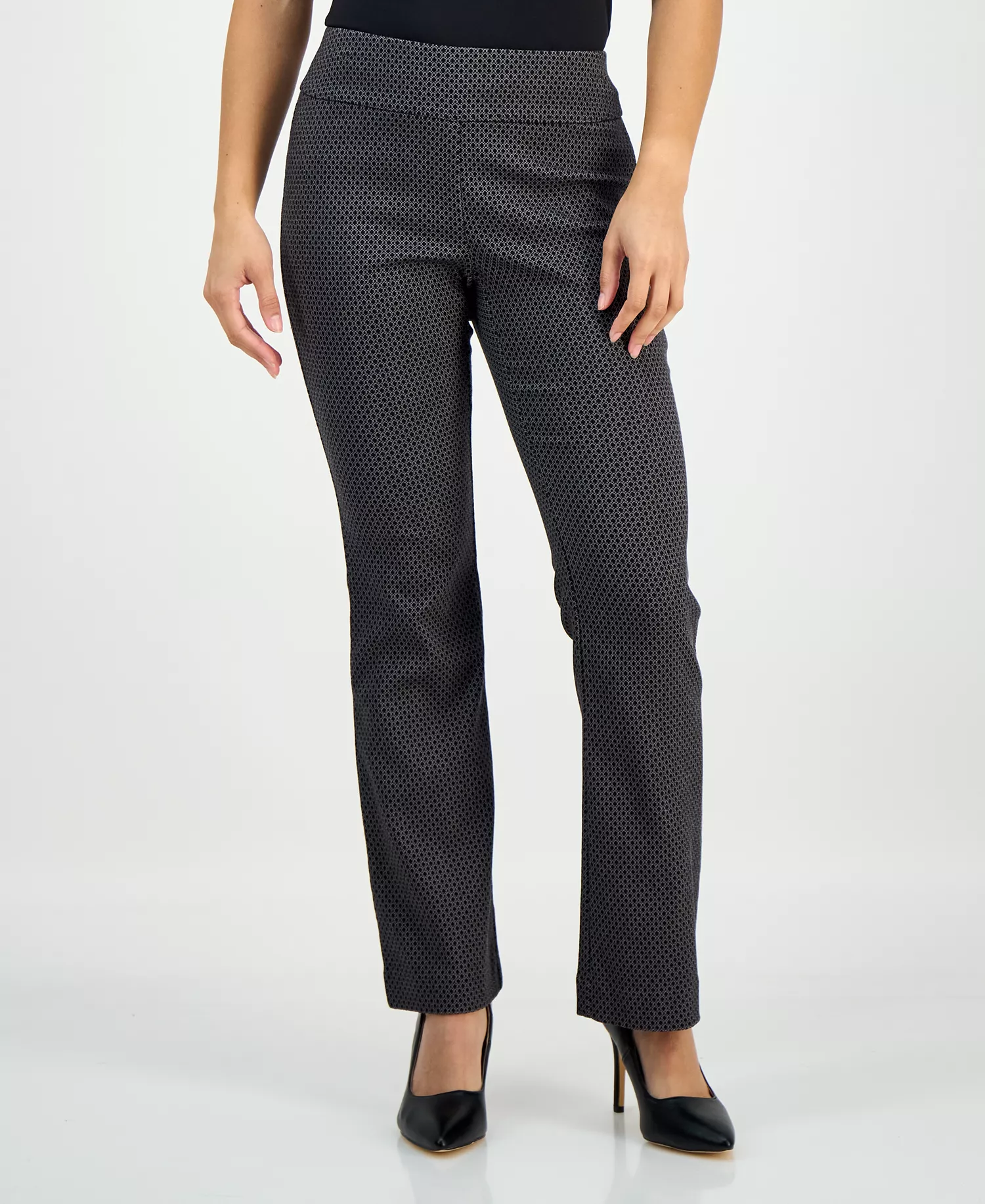 Petite Jacquard Mini Bootcut Pants, Macy's Exclusive - Circle Jaq Grey - 0P