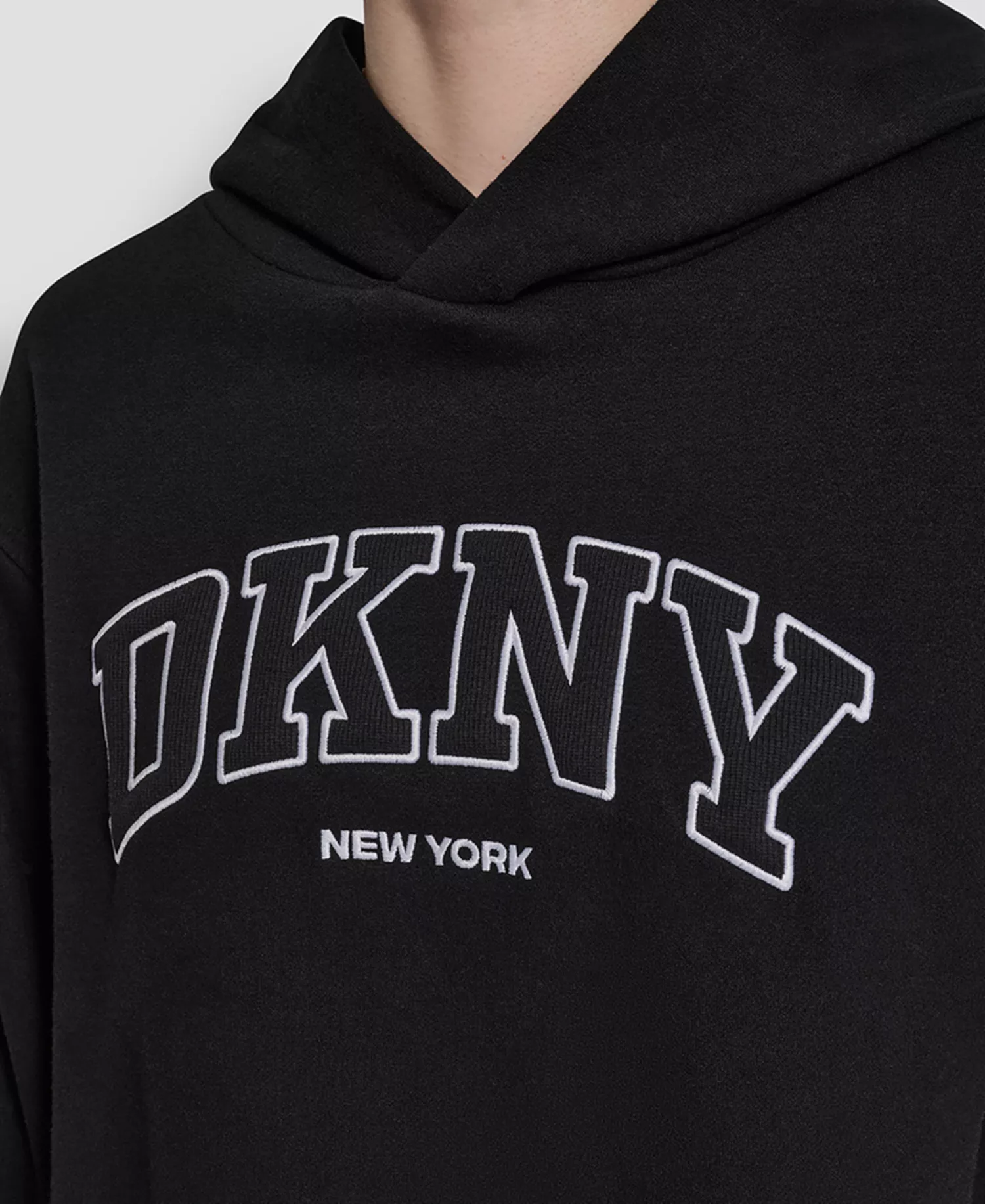 Women's 3D Puff Applique Varsity Logo Oversized Hoodie - Black - L