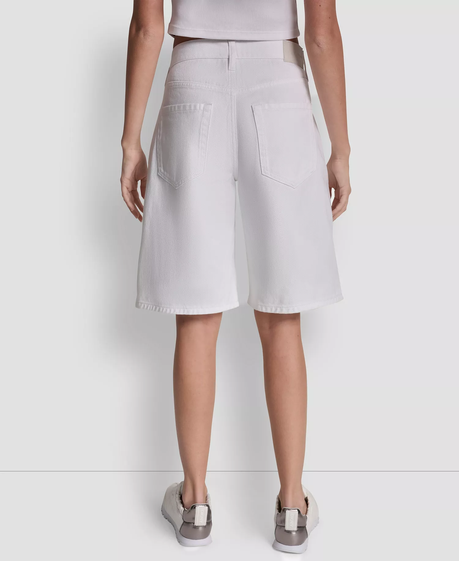 Women's Mid Rise Denim Bermuda Shorts - White - 24
