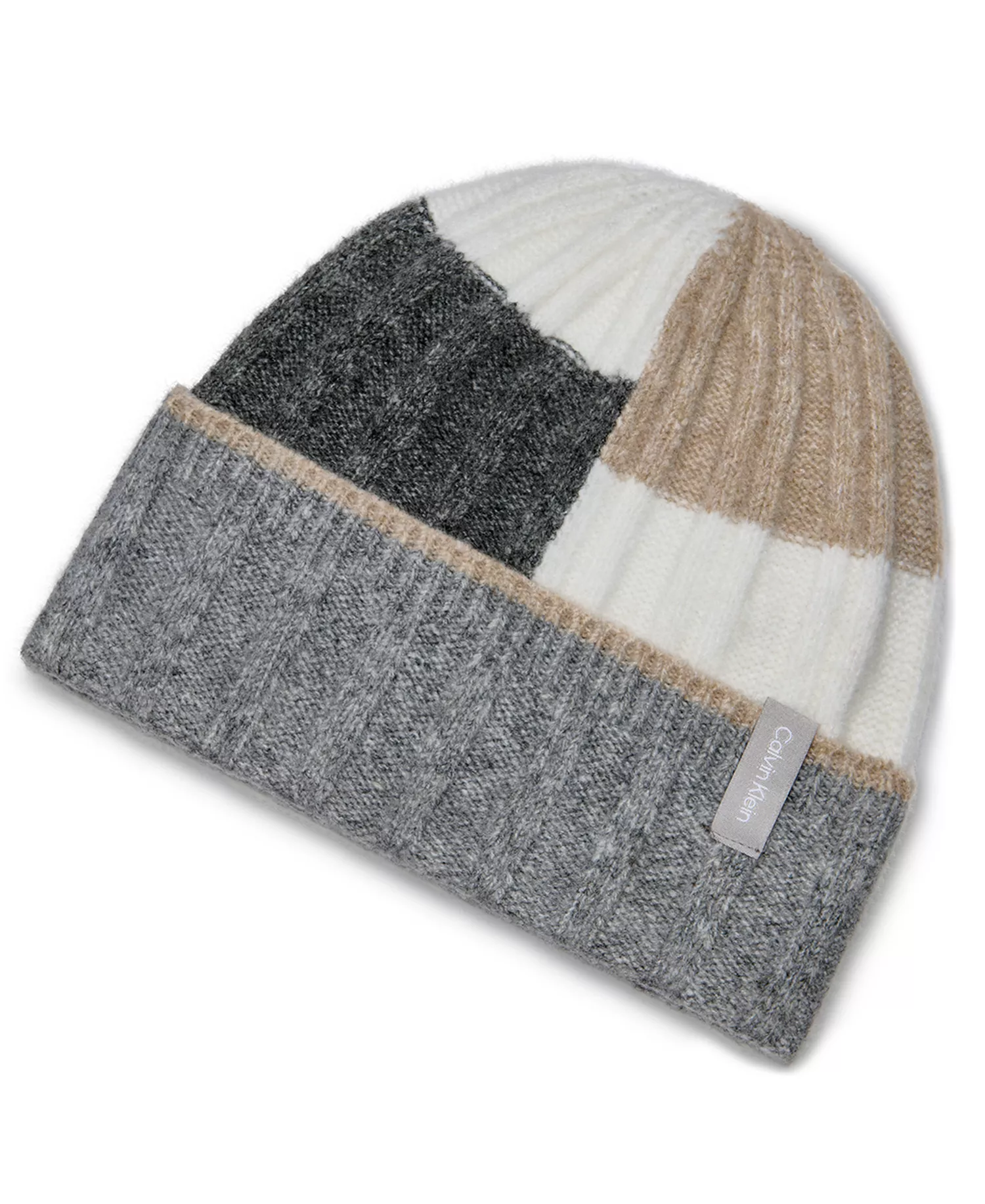 Patchwork Knit Beanie - Heather Mid Gray - OS
