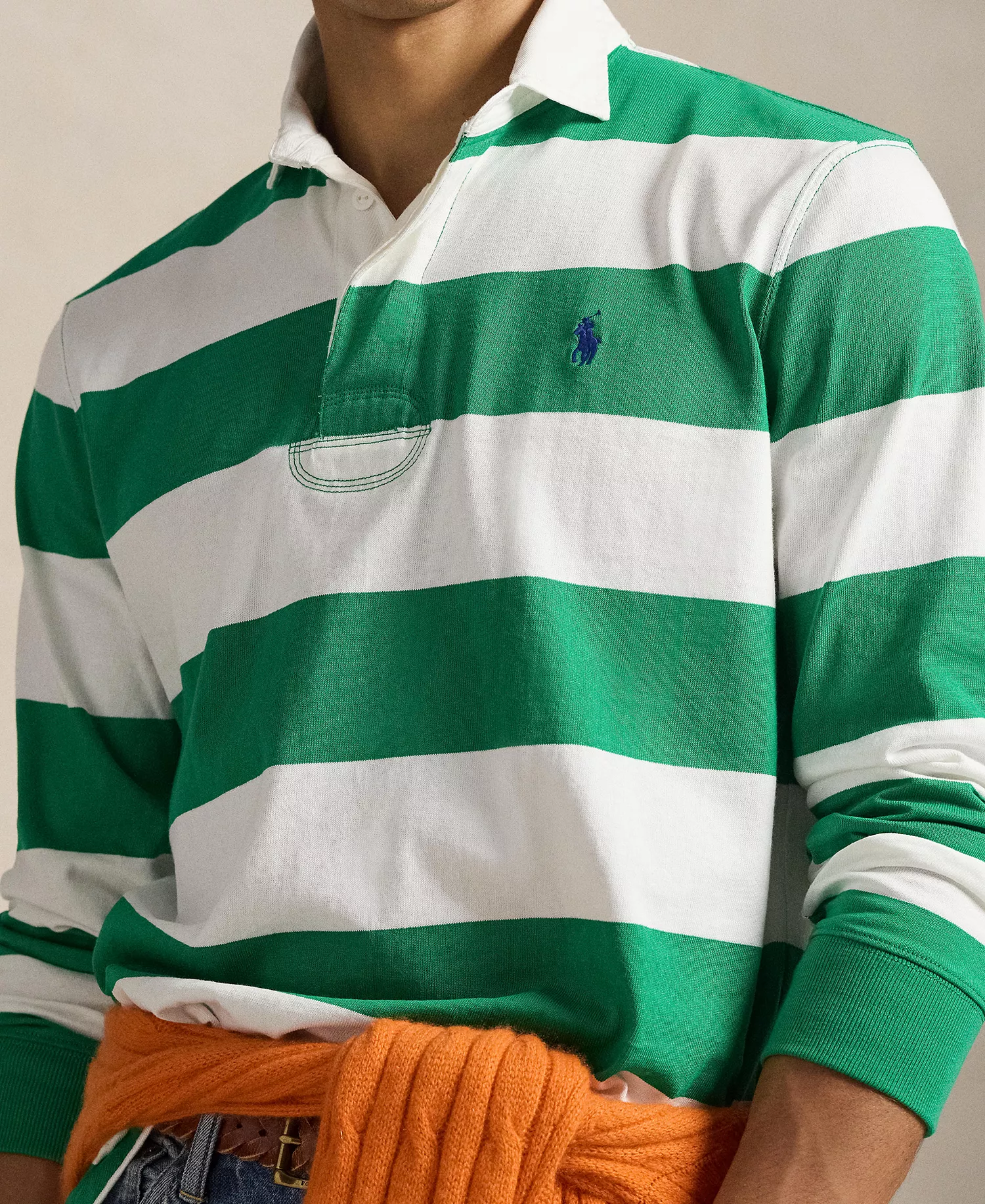 Men's Iconic Rugby Classic-Fit Shirt - Billiard/White - 2XL