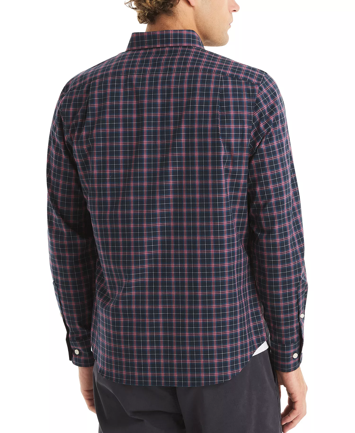 Men's Long Sleeve Plaid Shirt - Navy Seas - 2XL
