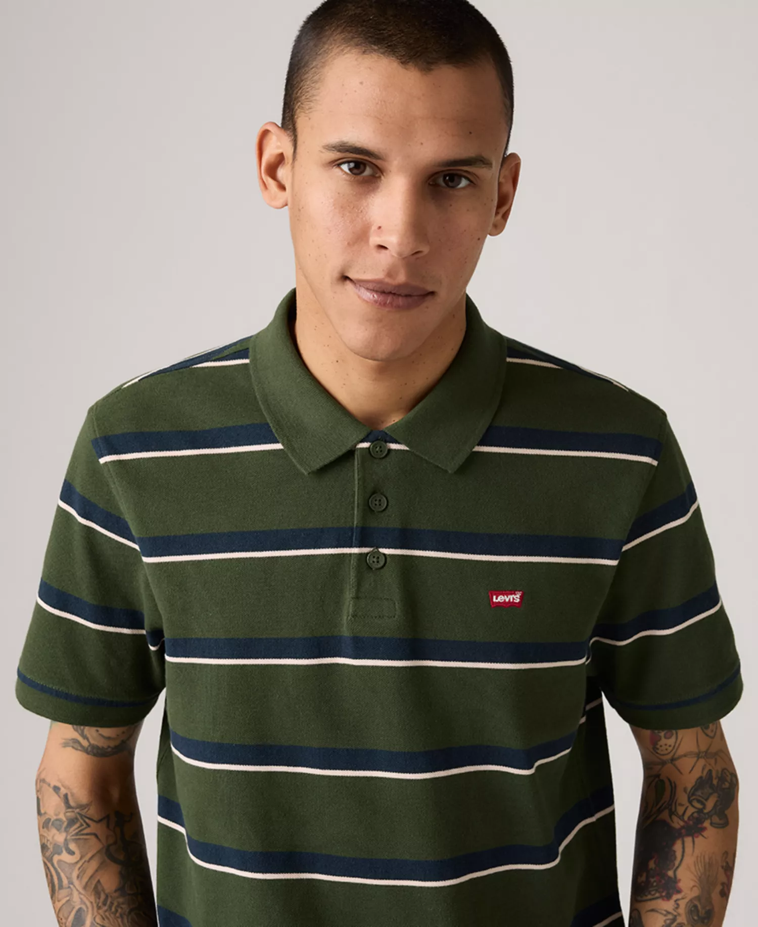 Men's House Mark Regular-Fit Short-Sleeve Polo Shirt - Stripe duffel - 2XL