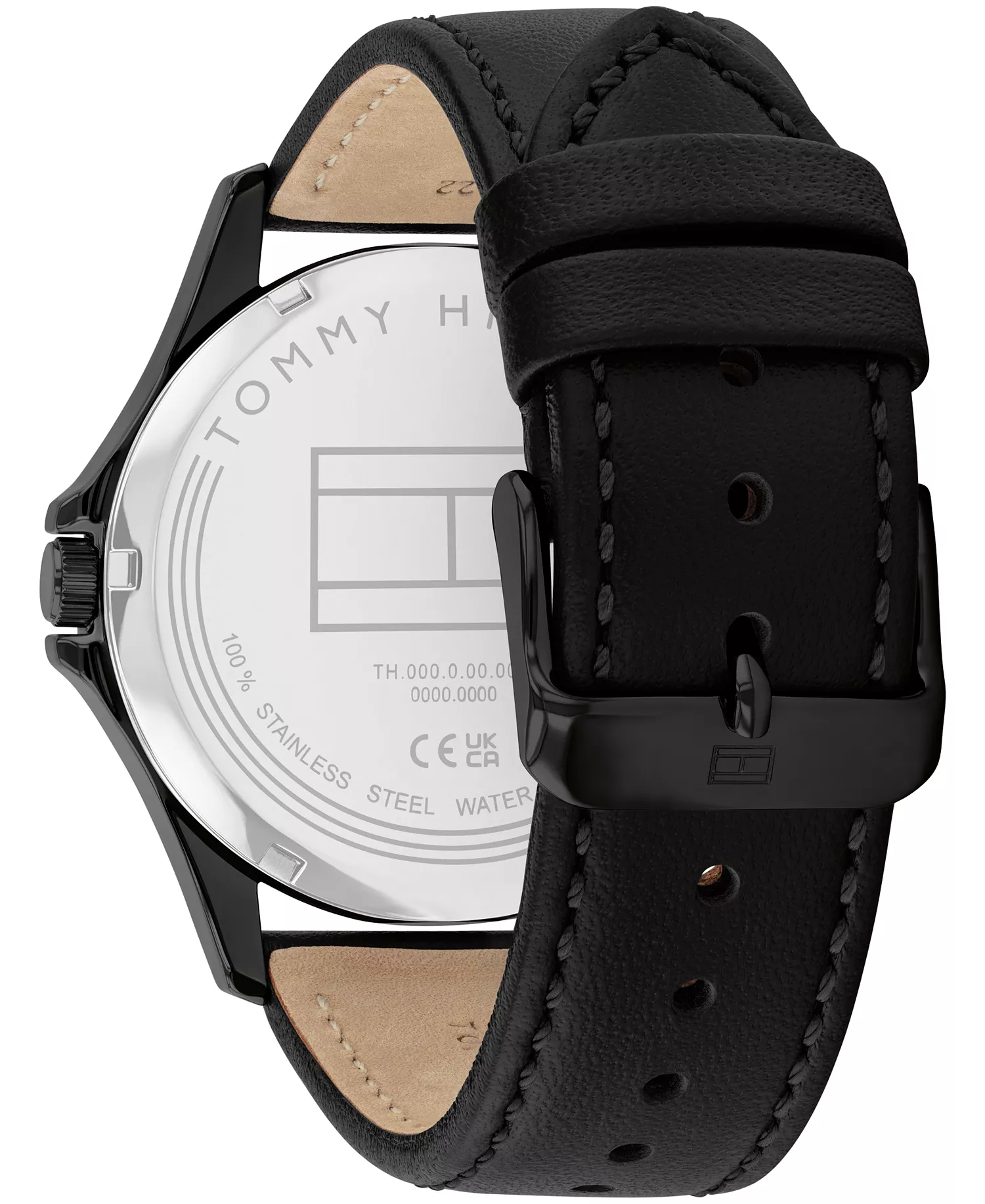 Men's Quartz Black Leather Strap Watch, 43mm - Black - 43mm