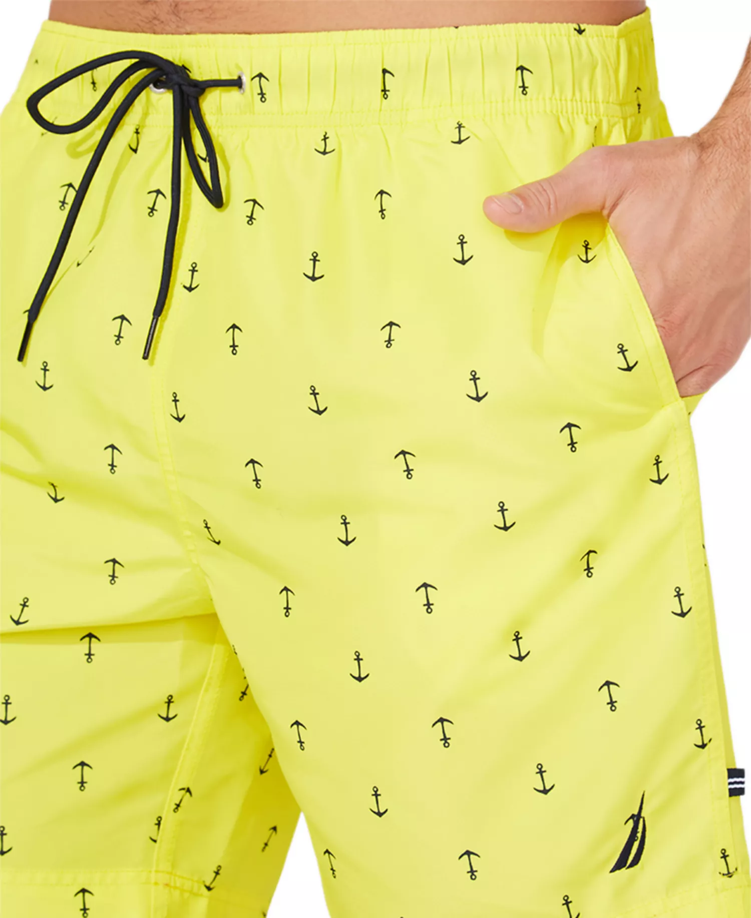 Men's Quick-Dry Anchor-Print 8" Swim Trunks - Blazing Yellow - 2XL