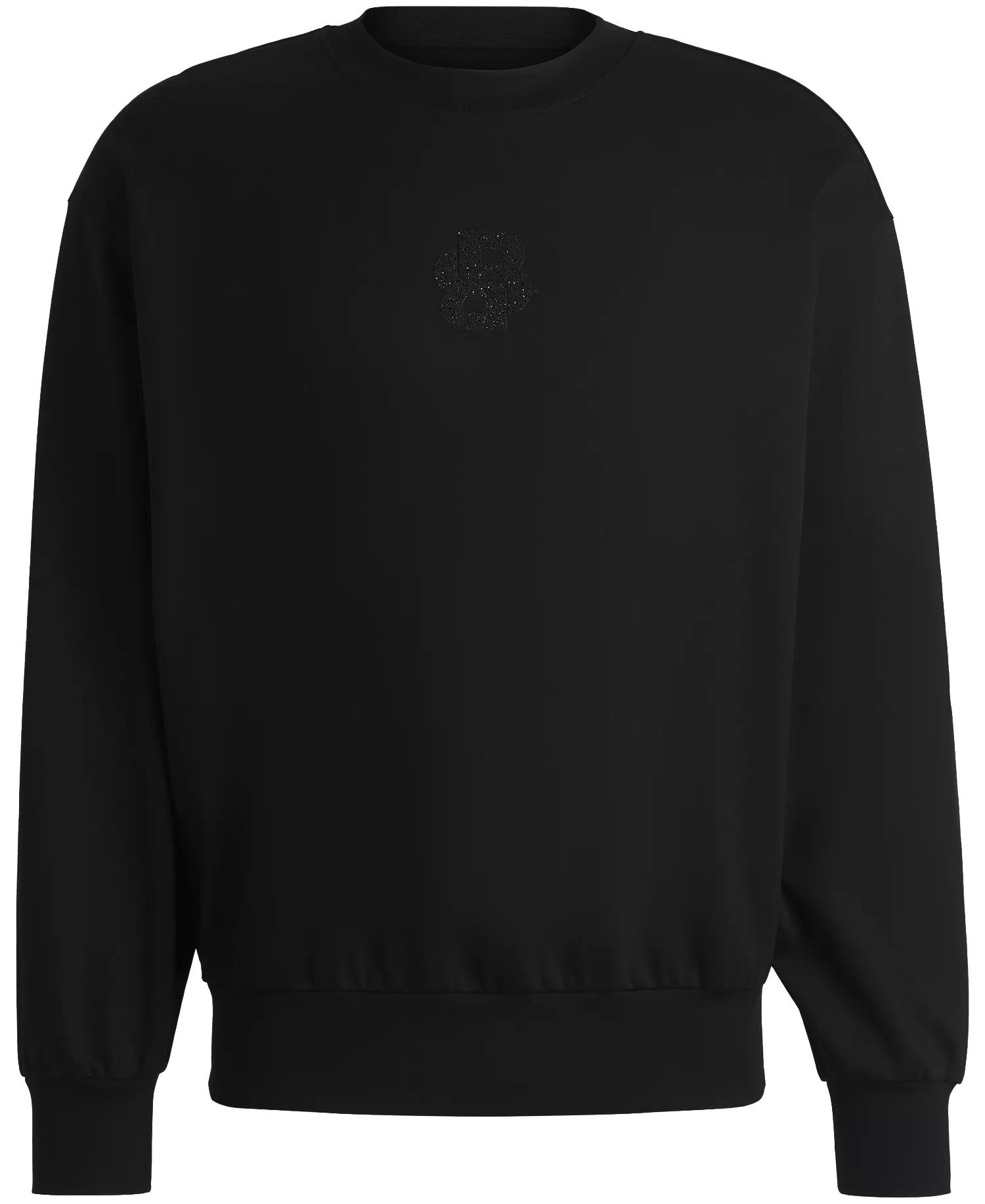 Men's Relaxed Fit Monogram Cotton Sweatshirt - Black - 2XL