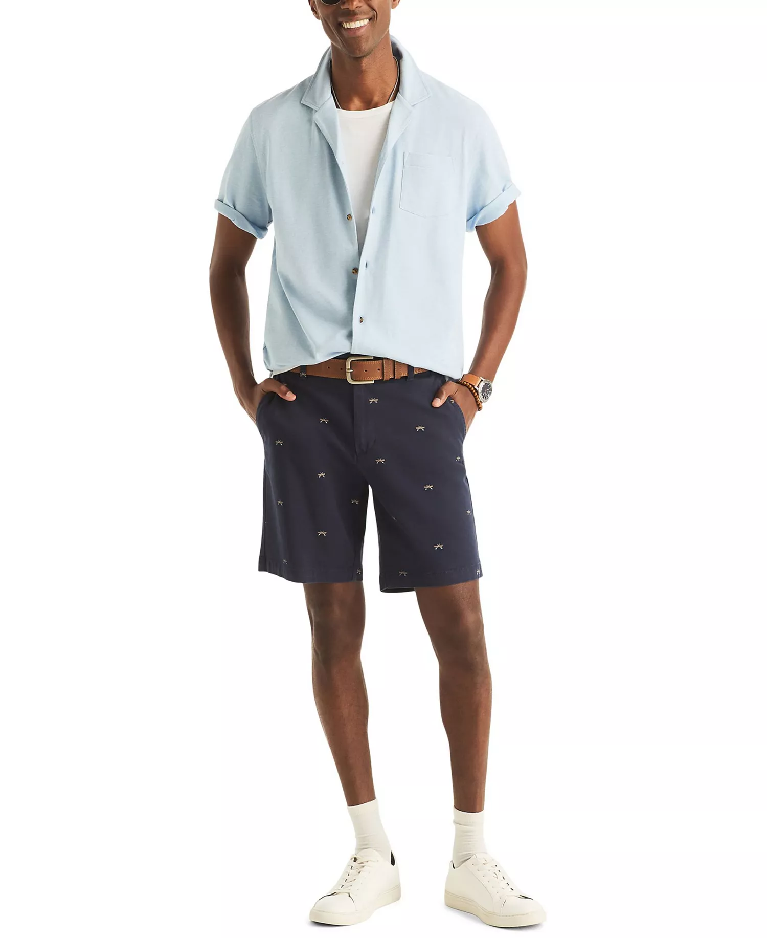 Men's Short-Sleeve Pique Button-Front Shirt - Allure - L