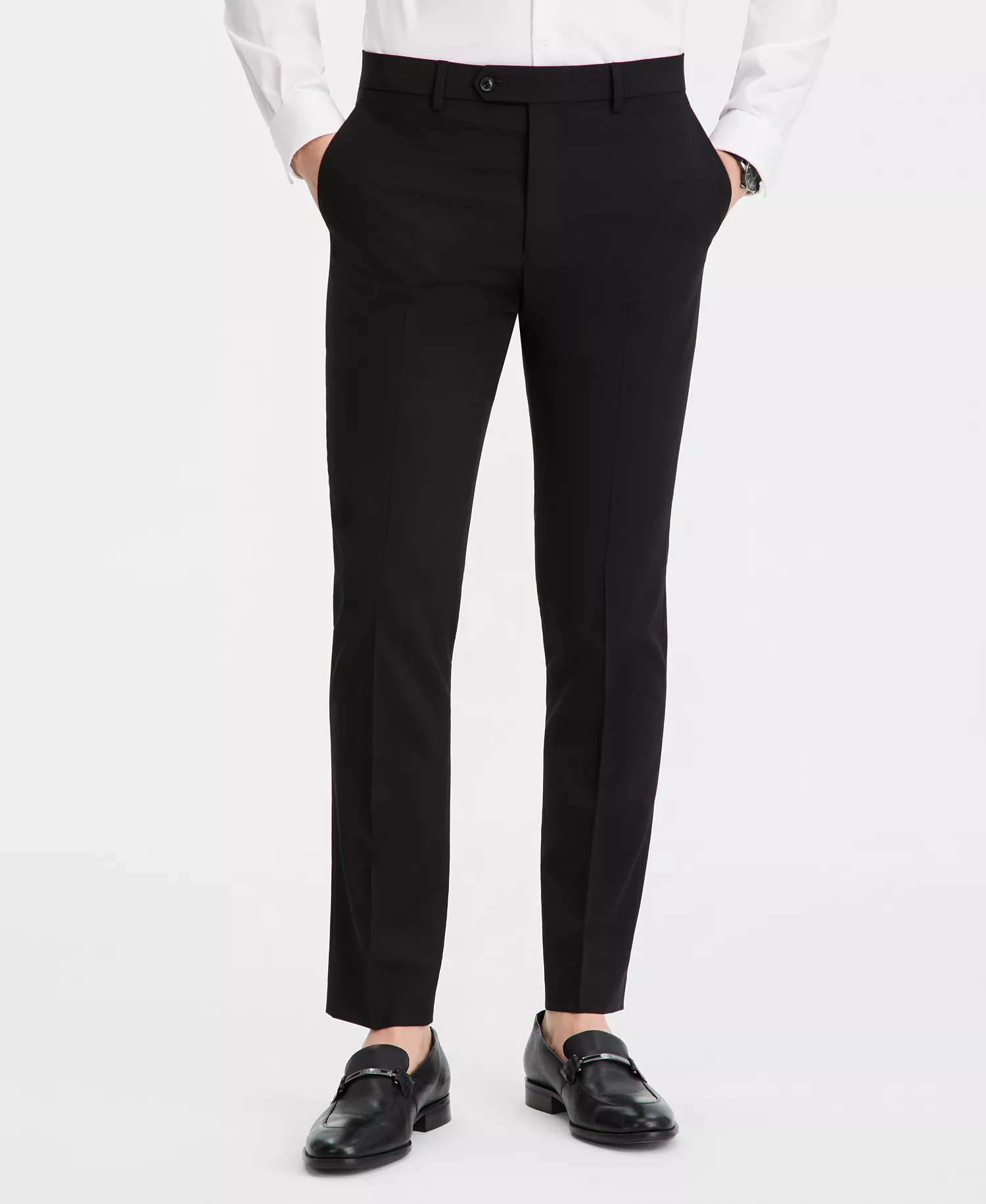 Men's Modern-Fit Wool TH-Flex Stretch Suit Separates Pant - Black - 29 - 29