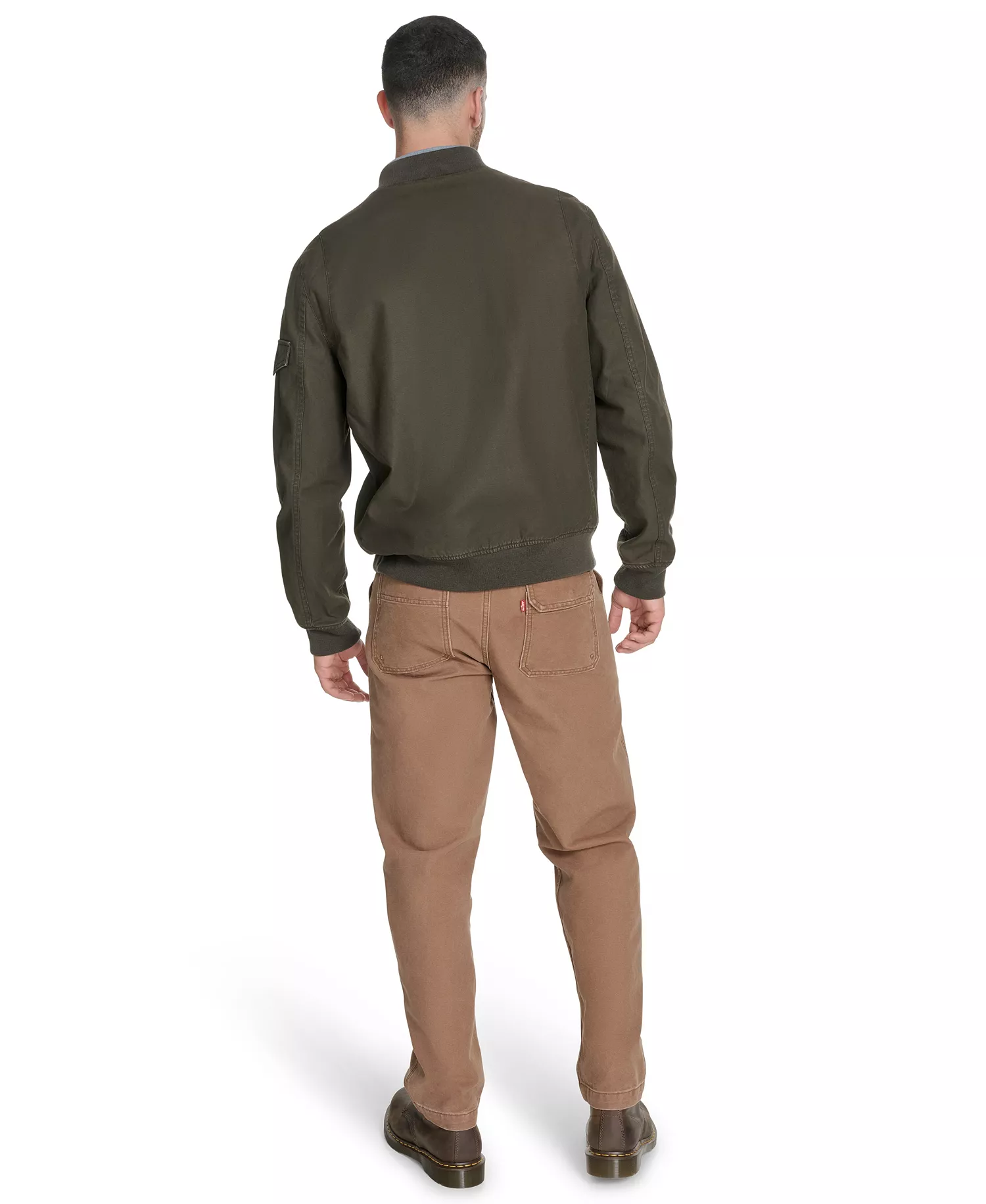 Men's Cotton Military Bomber Jacket - Light Olive - 2XL