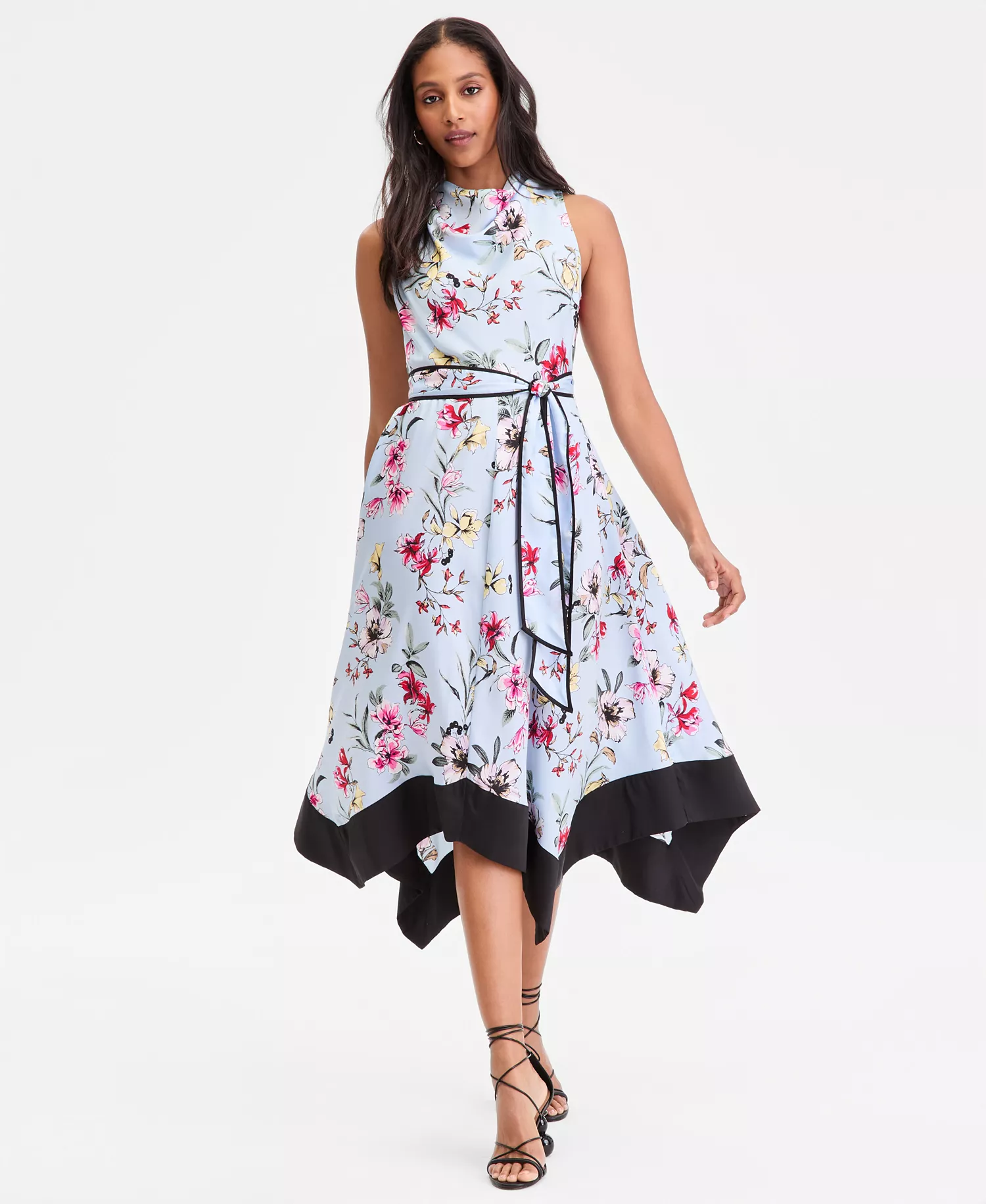 Women's Sleeveless Floral Cowl-Neck Dress, Macy's Exclusive - Dara Blooms - L