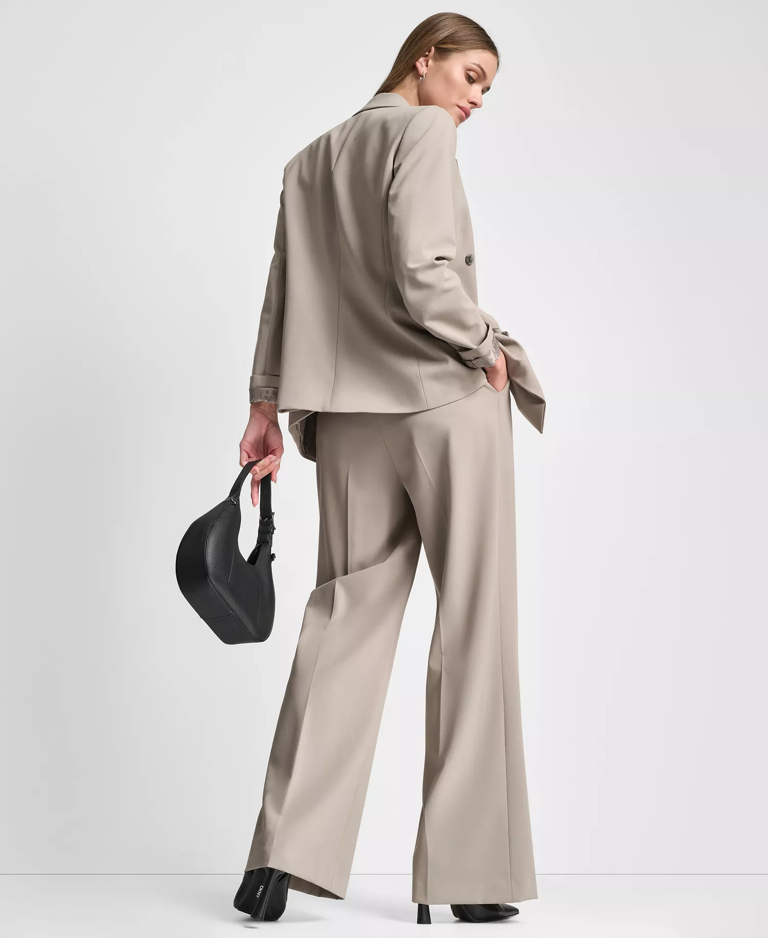 Women's Three-Button Double Breasted Blazer - Tan - 0