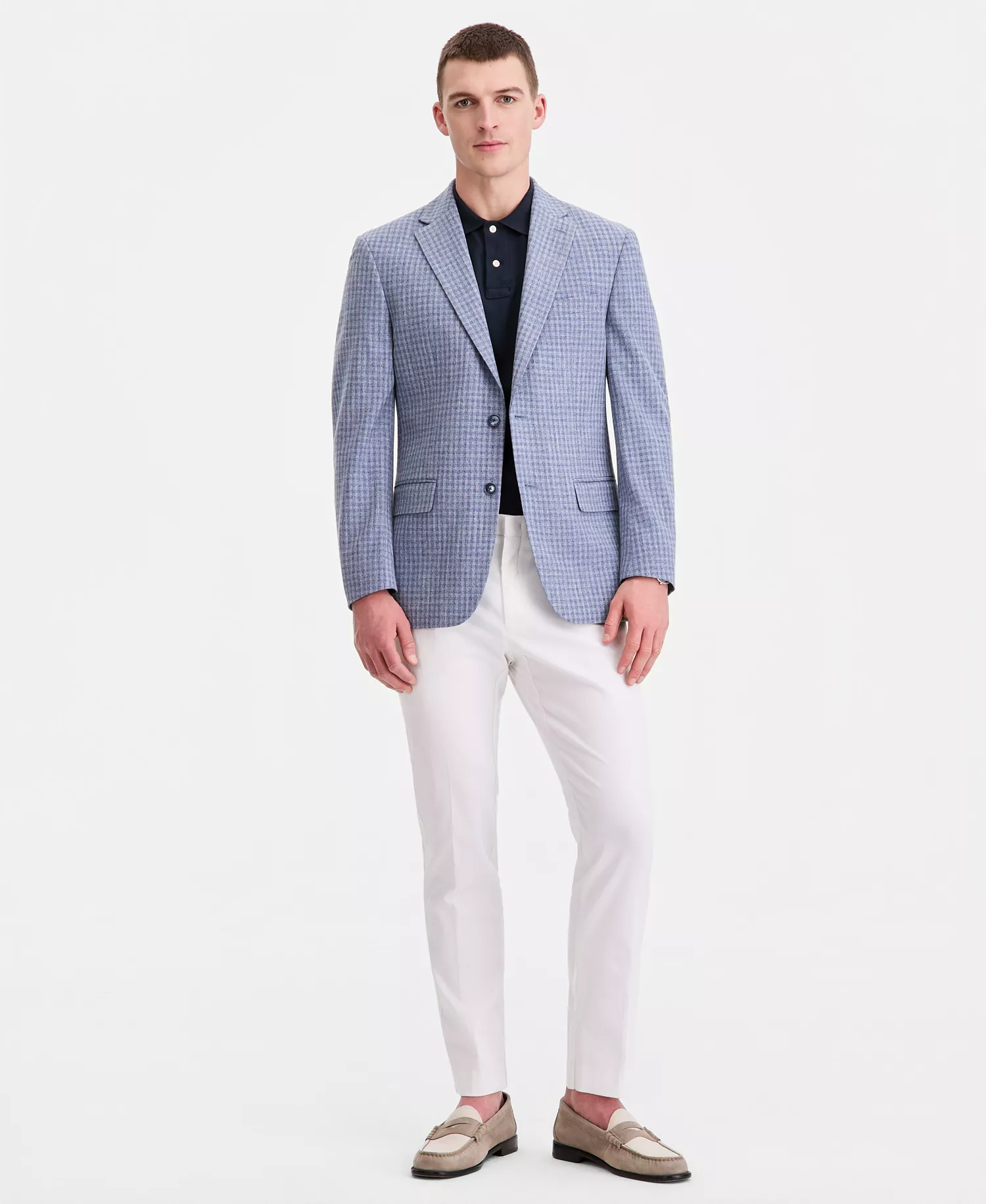 Men's Modern-Fit Blue Check Blazer - Blue - 36R