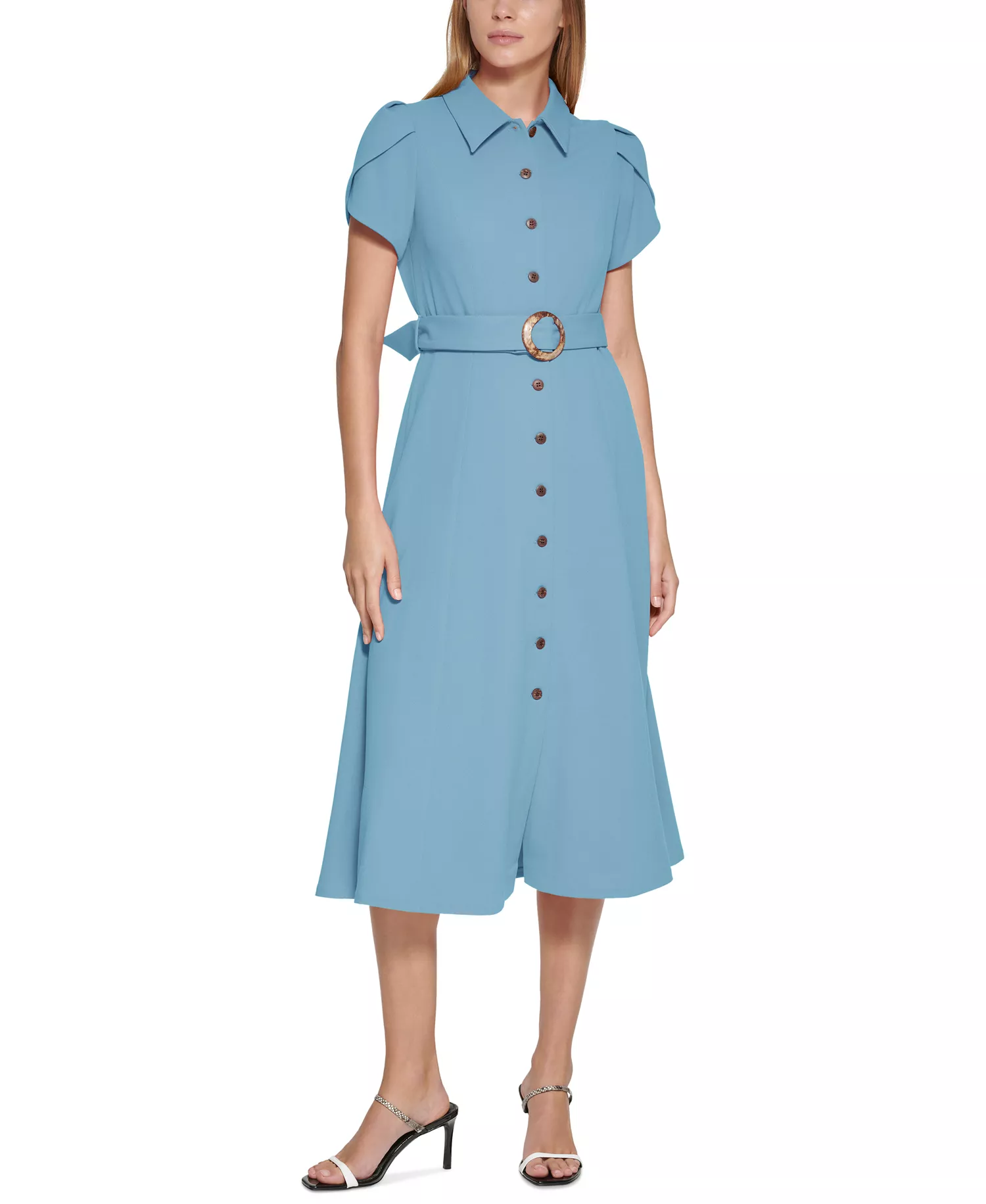 Women's Tulip-Sleeve Midi Shirtdress - Bayou - 0P