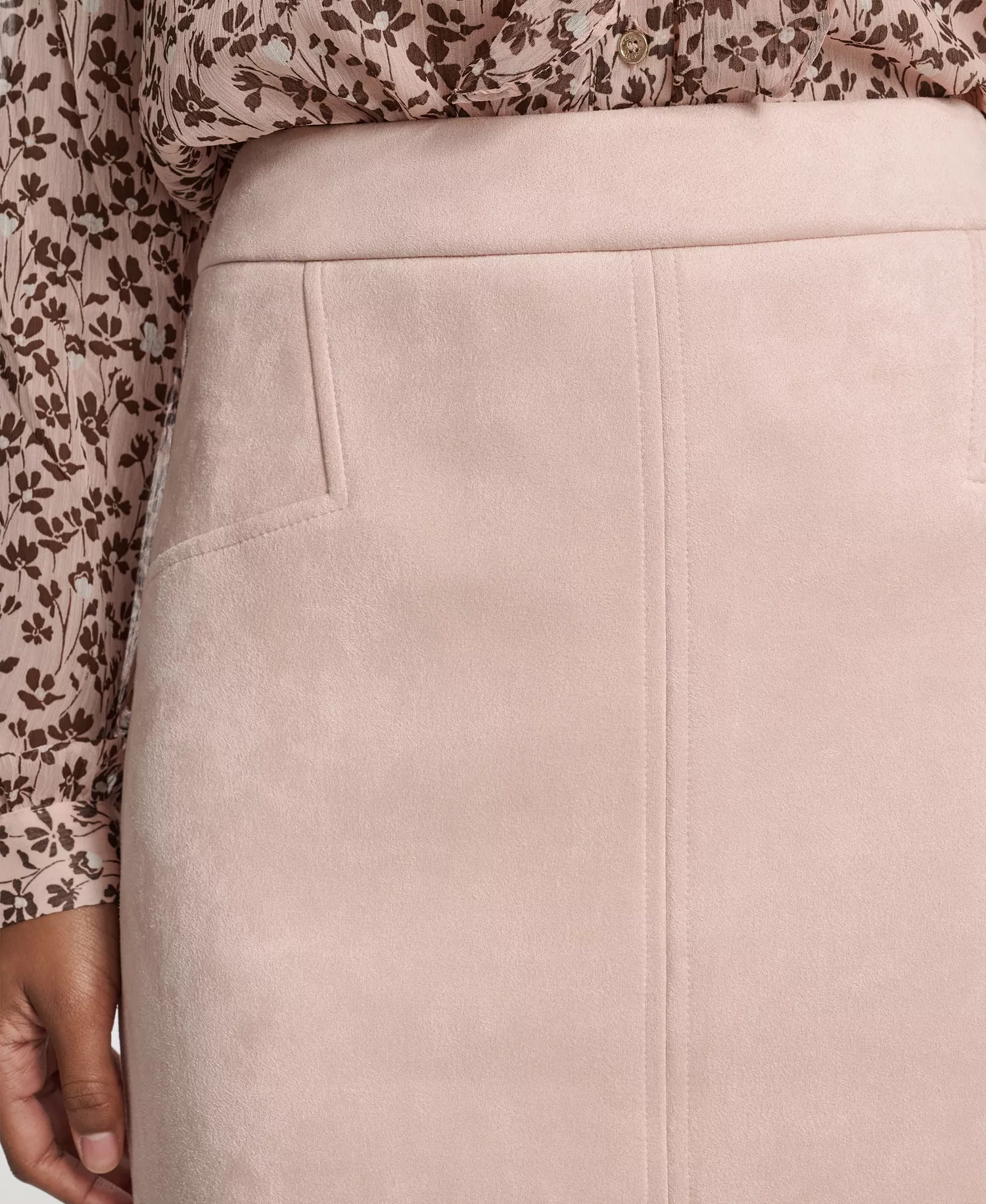 Women's Scuba Suede Pencil Skirt - Pink - 0