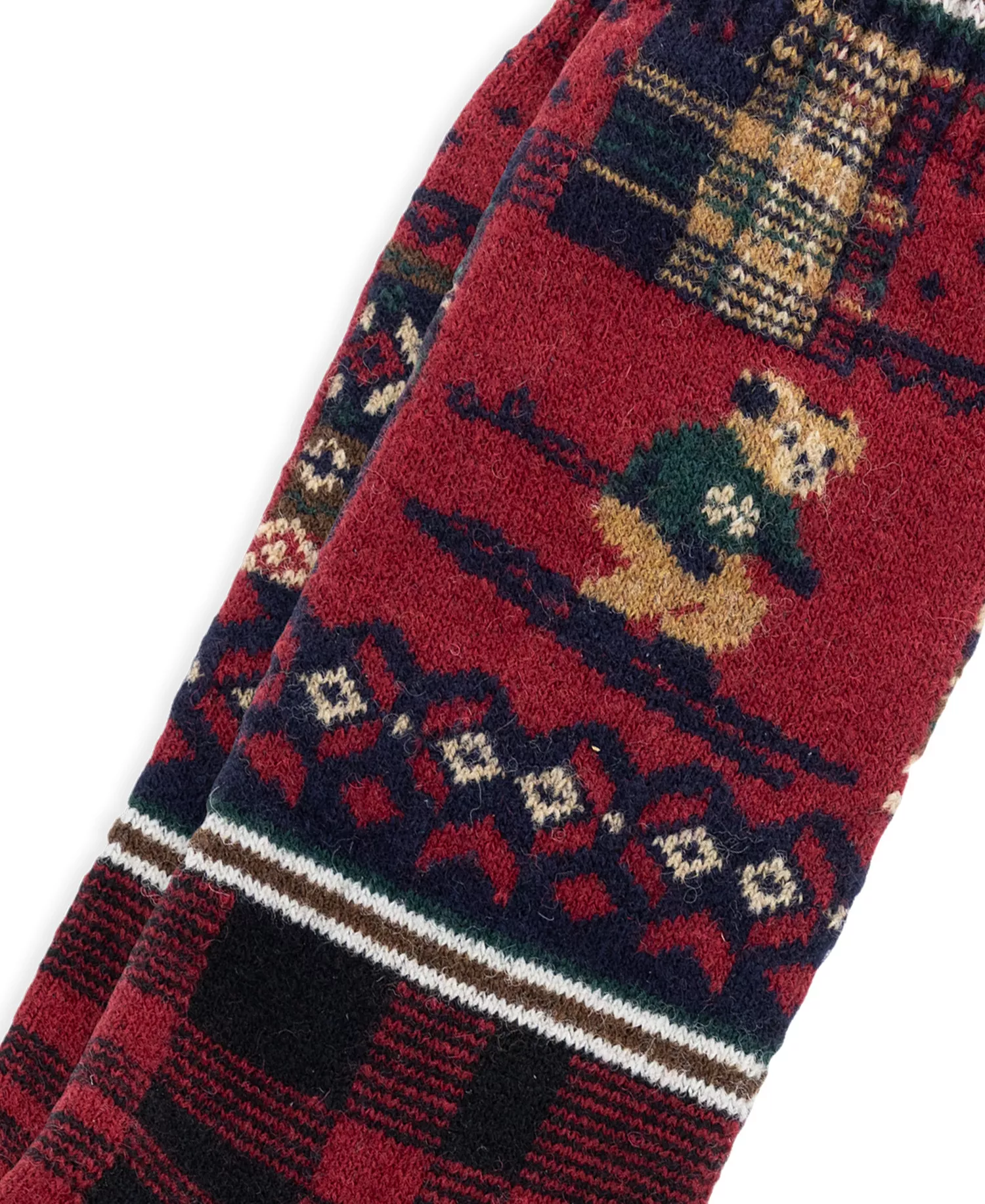 Men's Holiday Patchwork Ribbed Cuff Socks - Red - 10-13