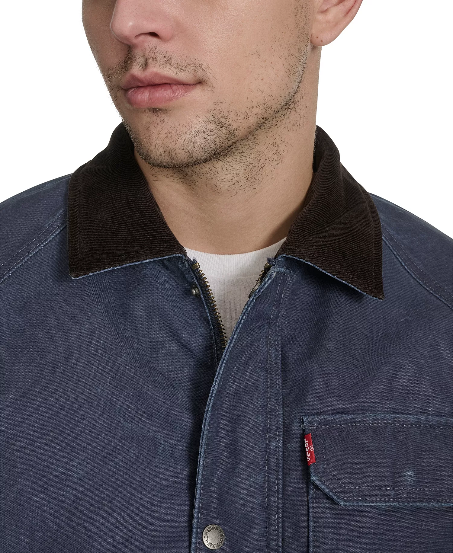Men's Corduroy Collar Barn Jacket - Navy - 2XL