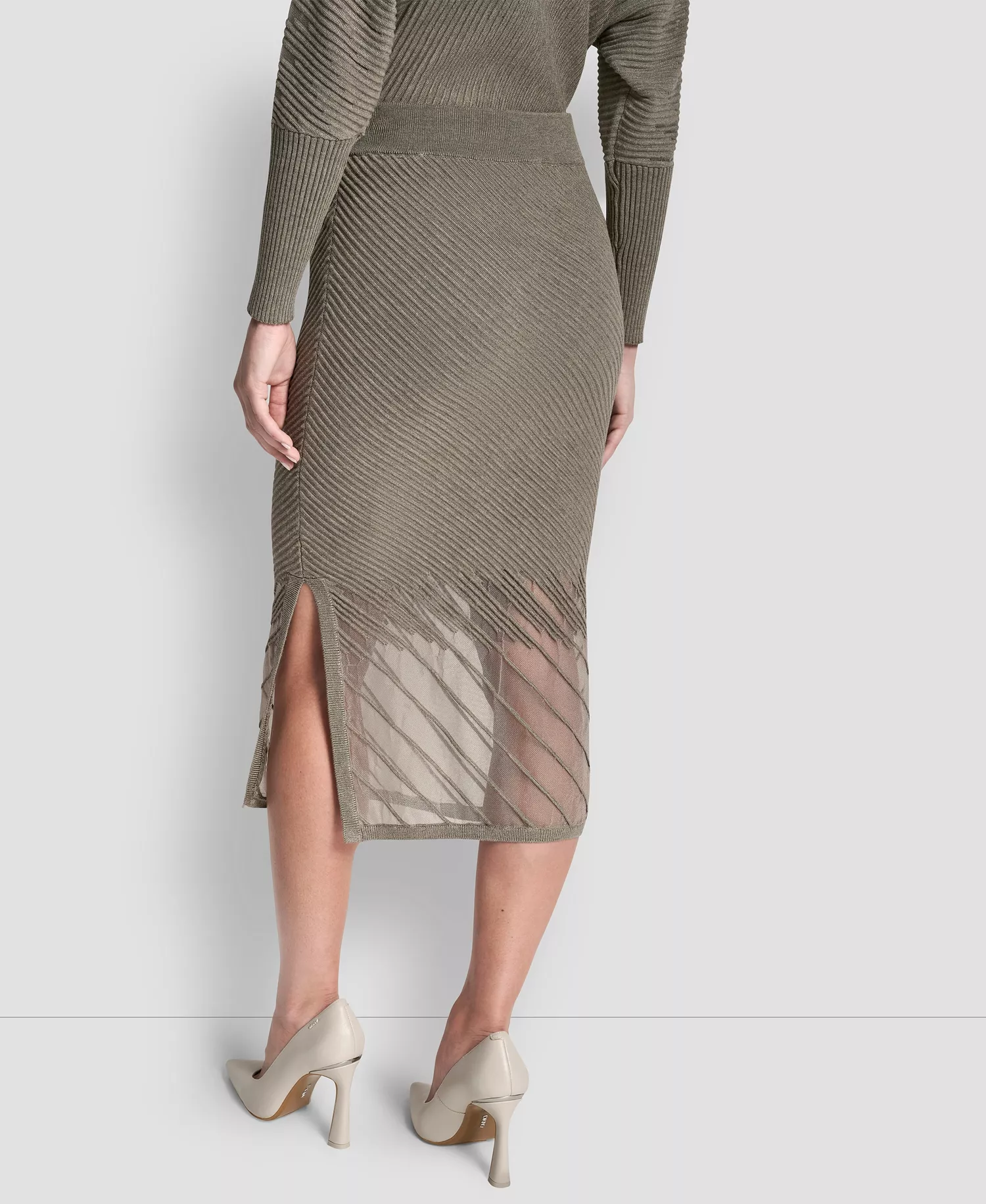 Women's Ribbed Midi Skirt - City Taupe Heather - L