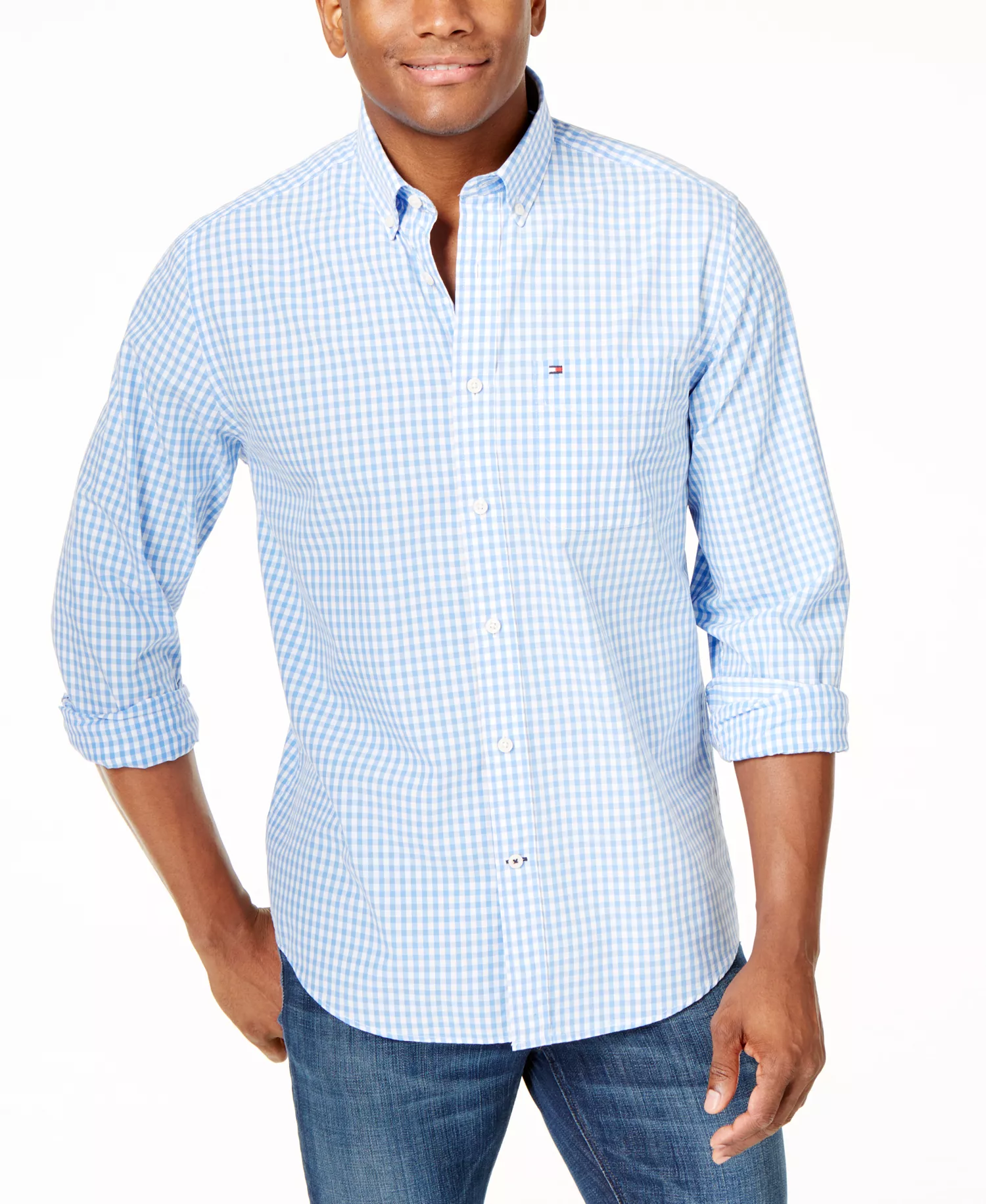 Men's Big & Tall Classic-Fit Twain Stretch Check Shirt - Collection Blue - 2XB