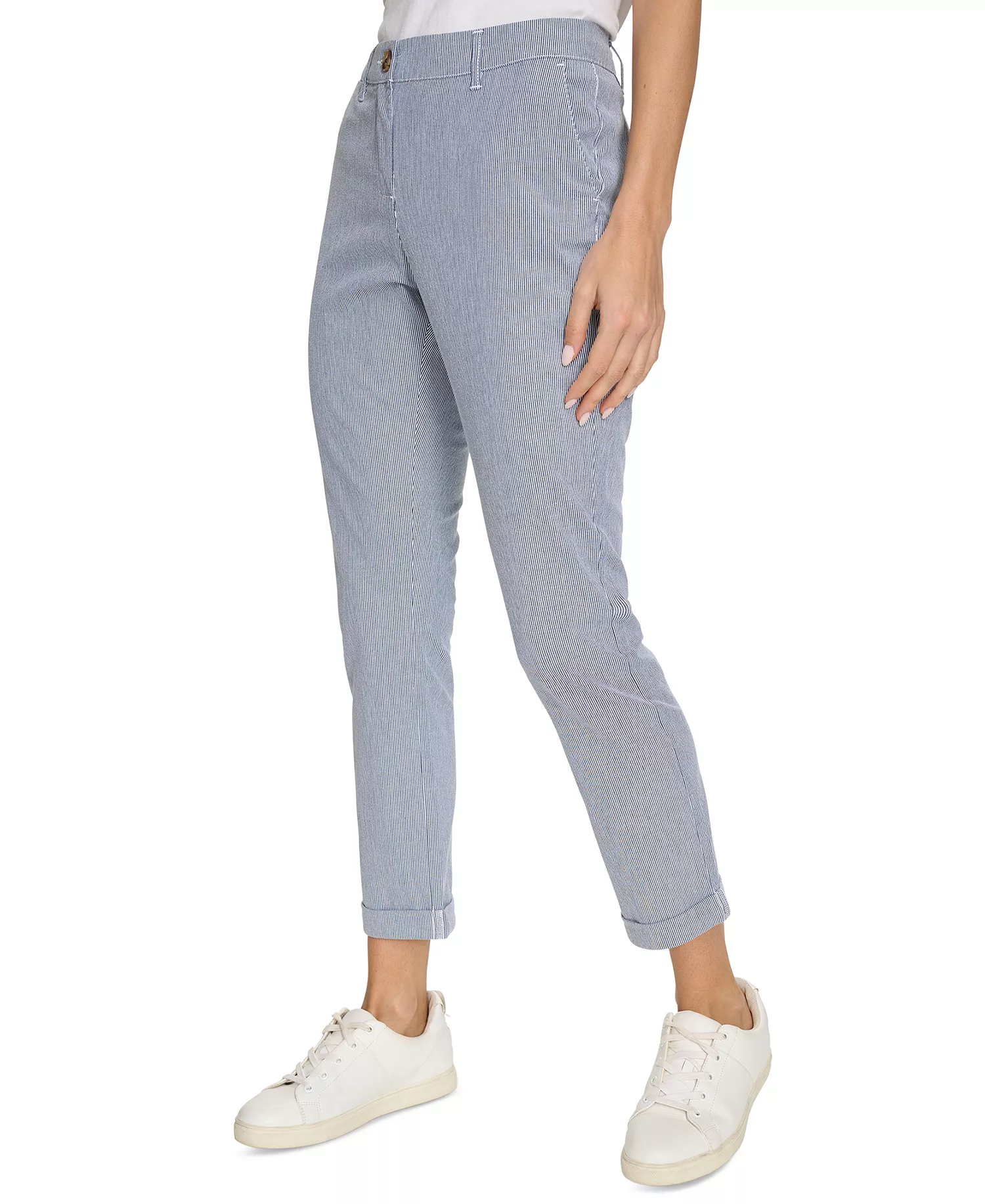 Jeans Women's Montauk Chino Mid-Rise Straight-Leg Pants  - Blue/white - 10