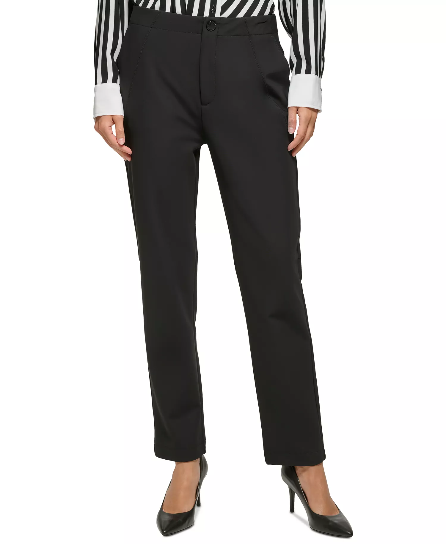 Petite Straight-Leg Suiting Pants, First@Macy’s - Black - 6P