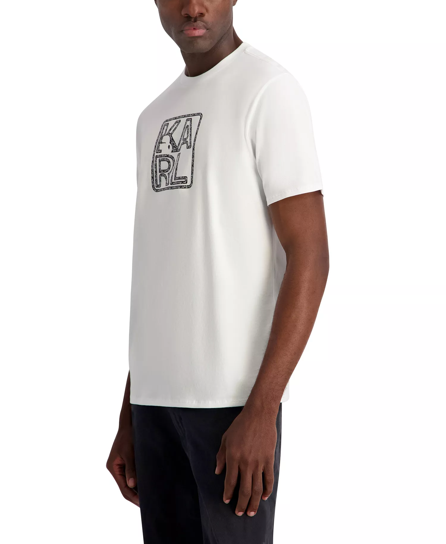 Men's Solid Logo Tape Crewneck T-Shirt - White - 2XL