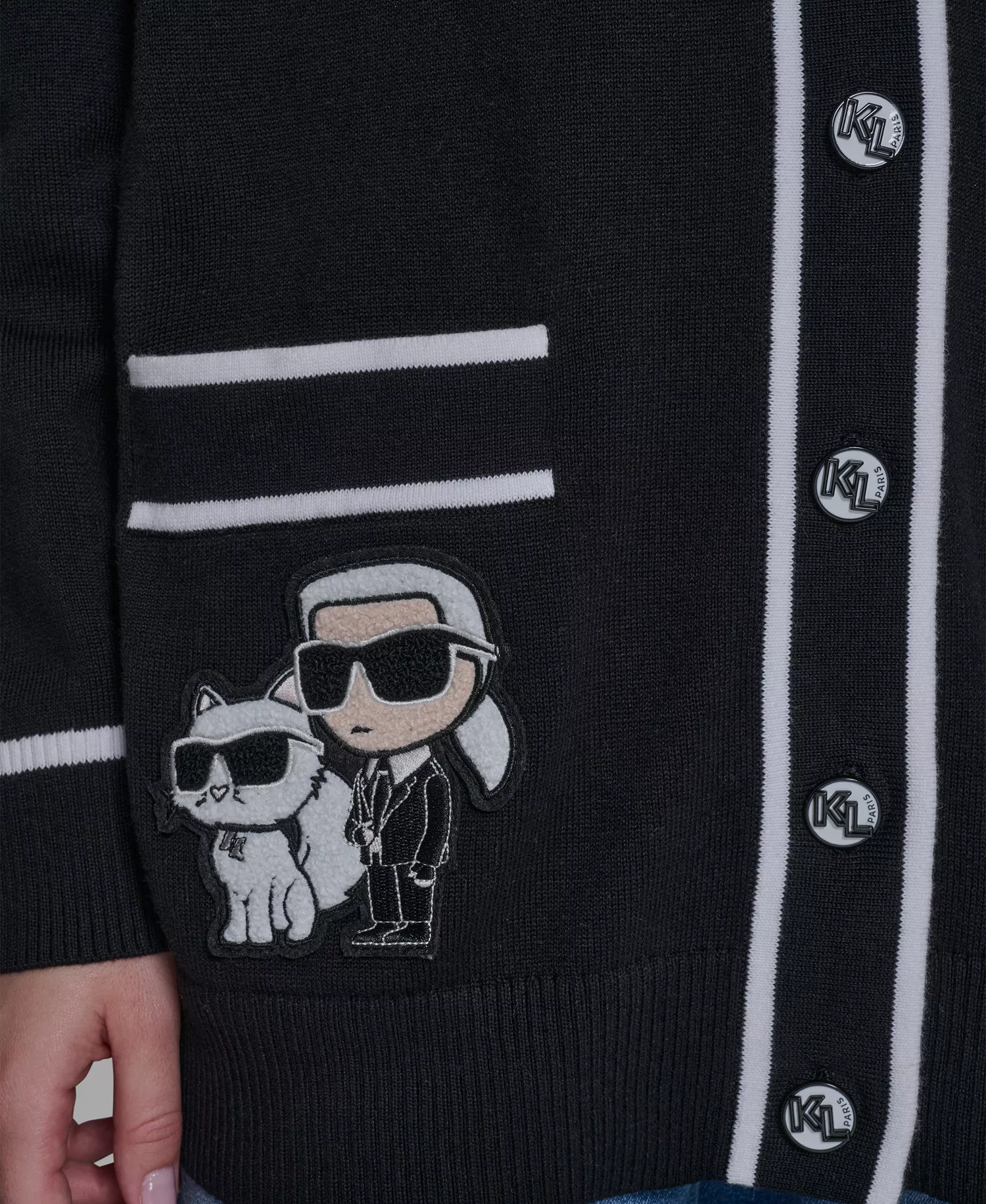 Women's Long-Sleeve Varsity Cardigan - Black - L