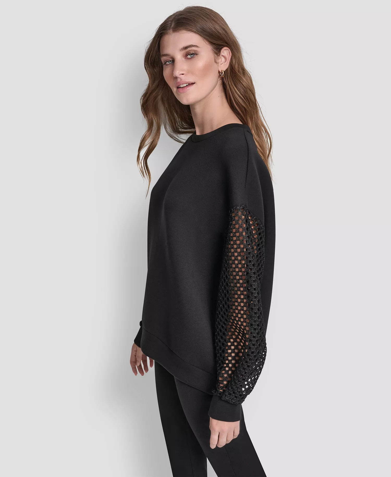 Women's Fauchet Long-Sleeve Crewneck Pull-On Sweatshirt - Black - L