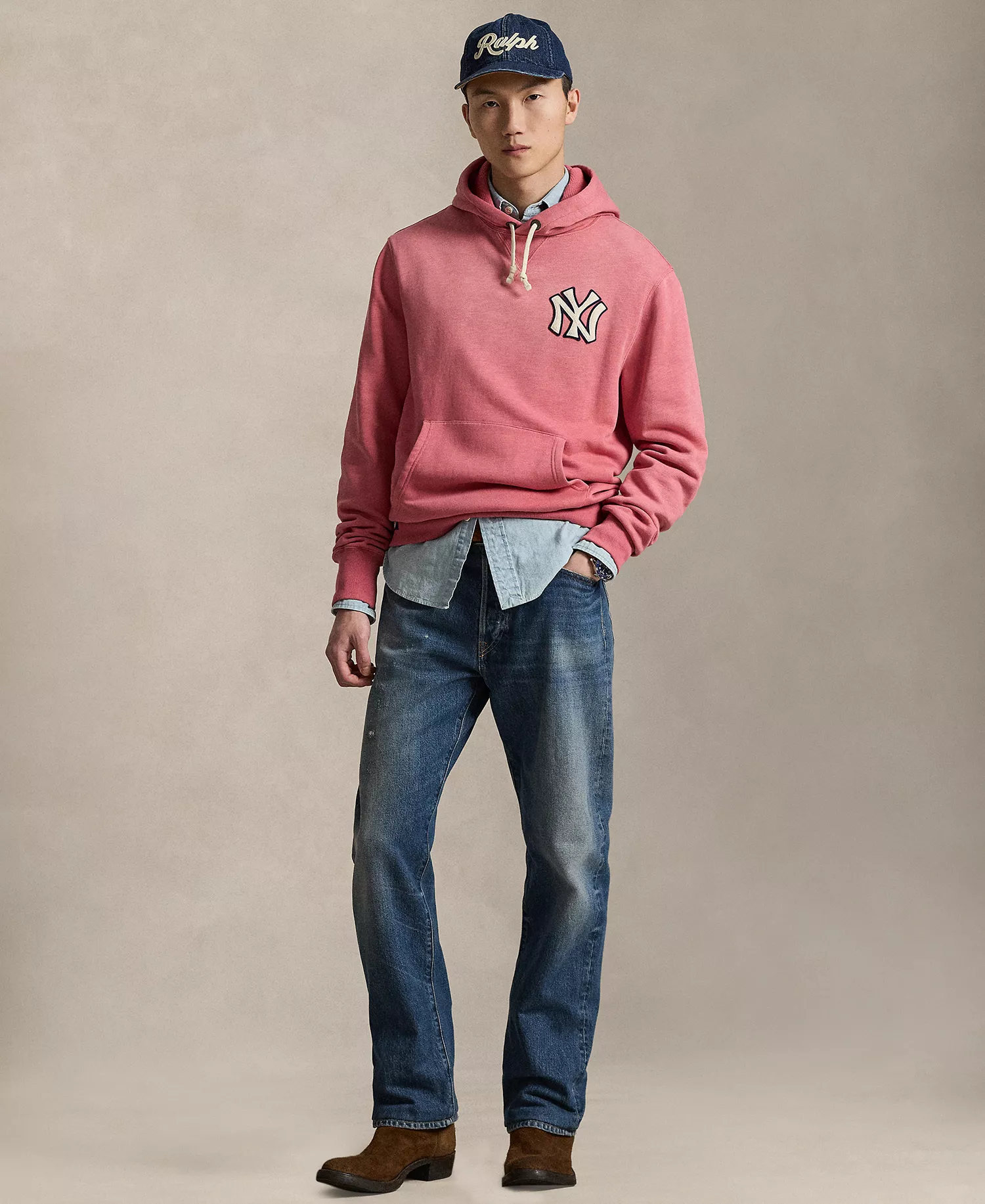 Men's Yankees Logo Fleece Hoodie - Adirondack Berry - 2XL