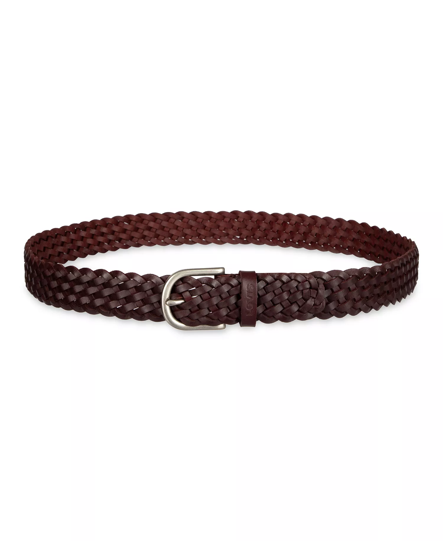 Women's Fully Adjustable Leather Braided Belt - Burgundy - Extra Large