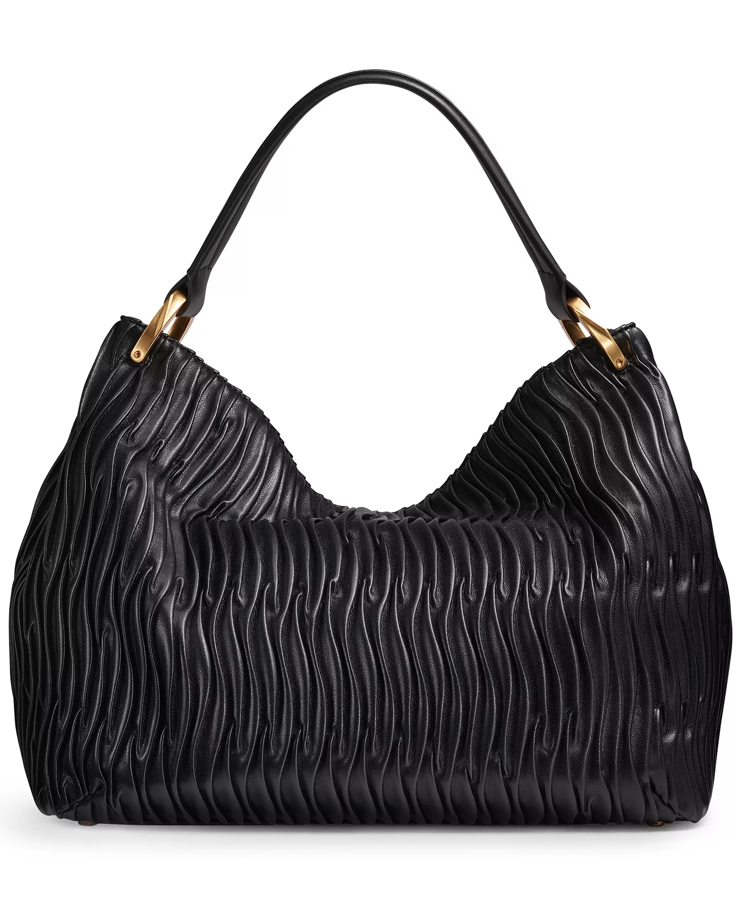 Glenwood Pleated Large Shoulder Handbag - Black - Large
