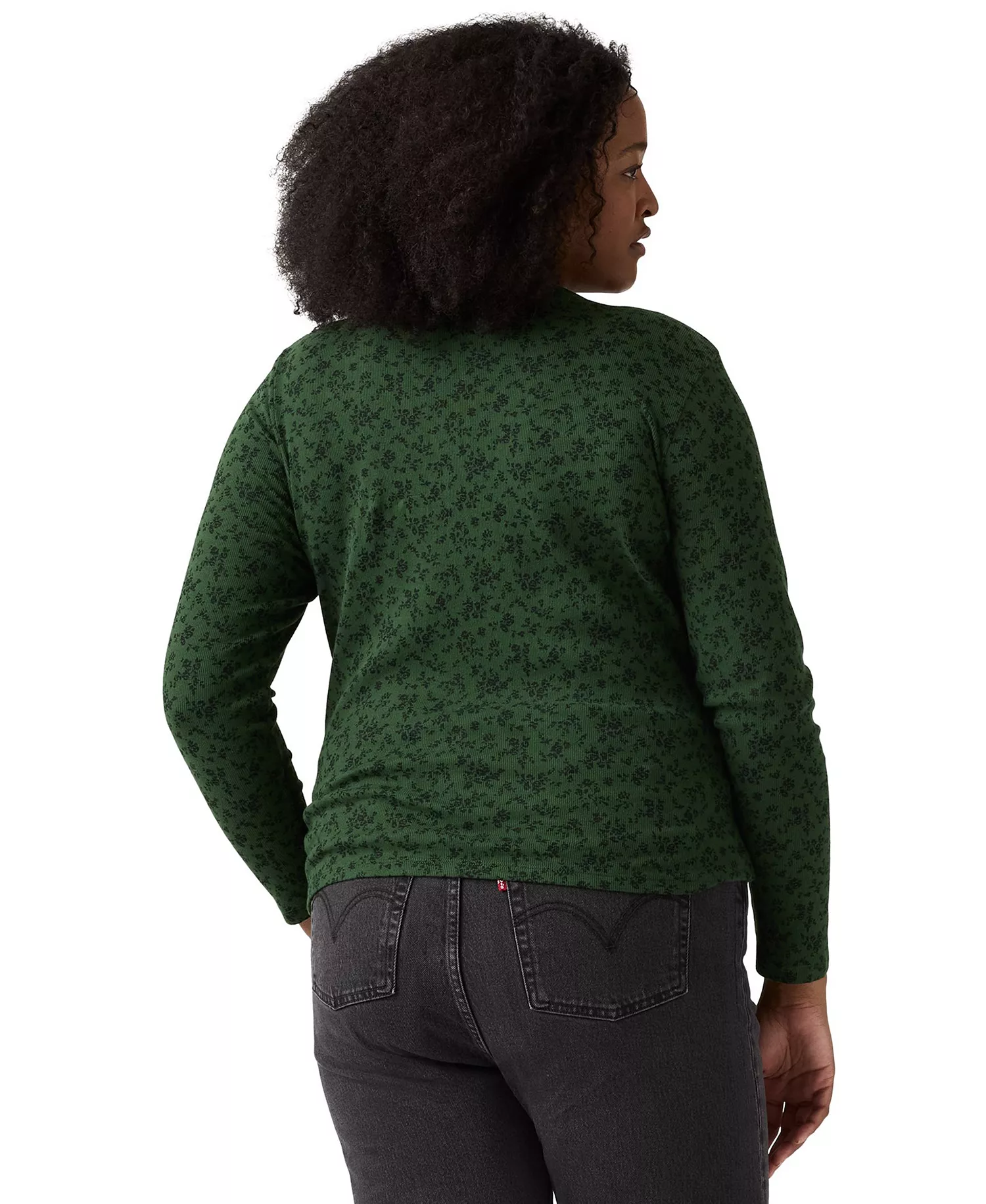 Plus Size Crewneck T-Shirt - Curie Floral Mountain View - 1X