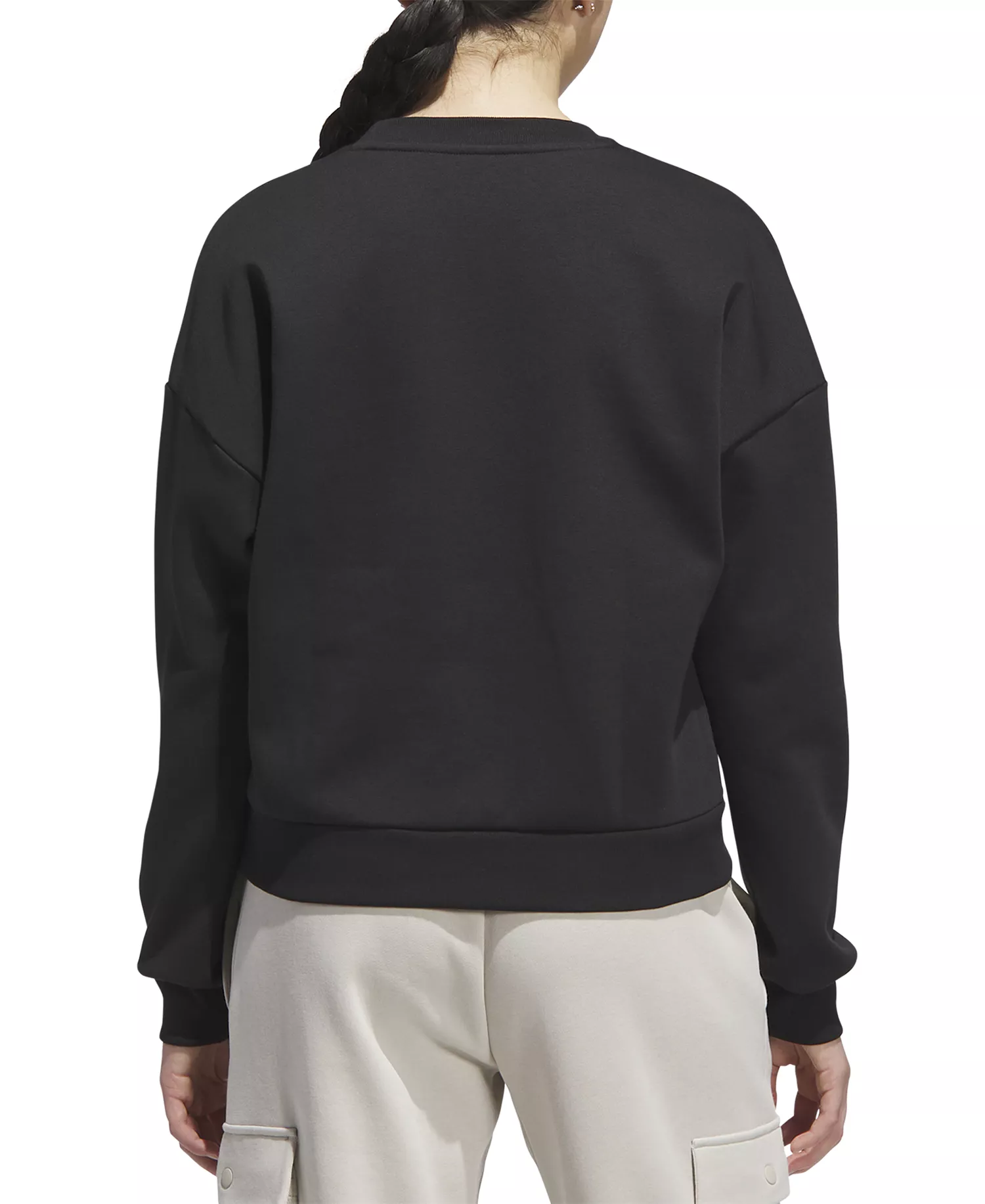 Women's Faux-Pearl Logo Crewneck Sweatshirt - Black - 2XL