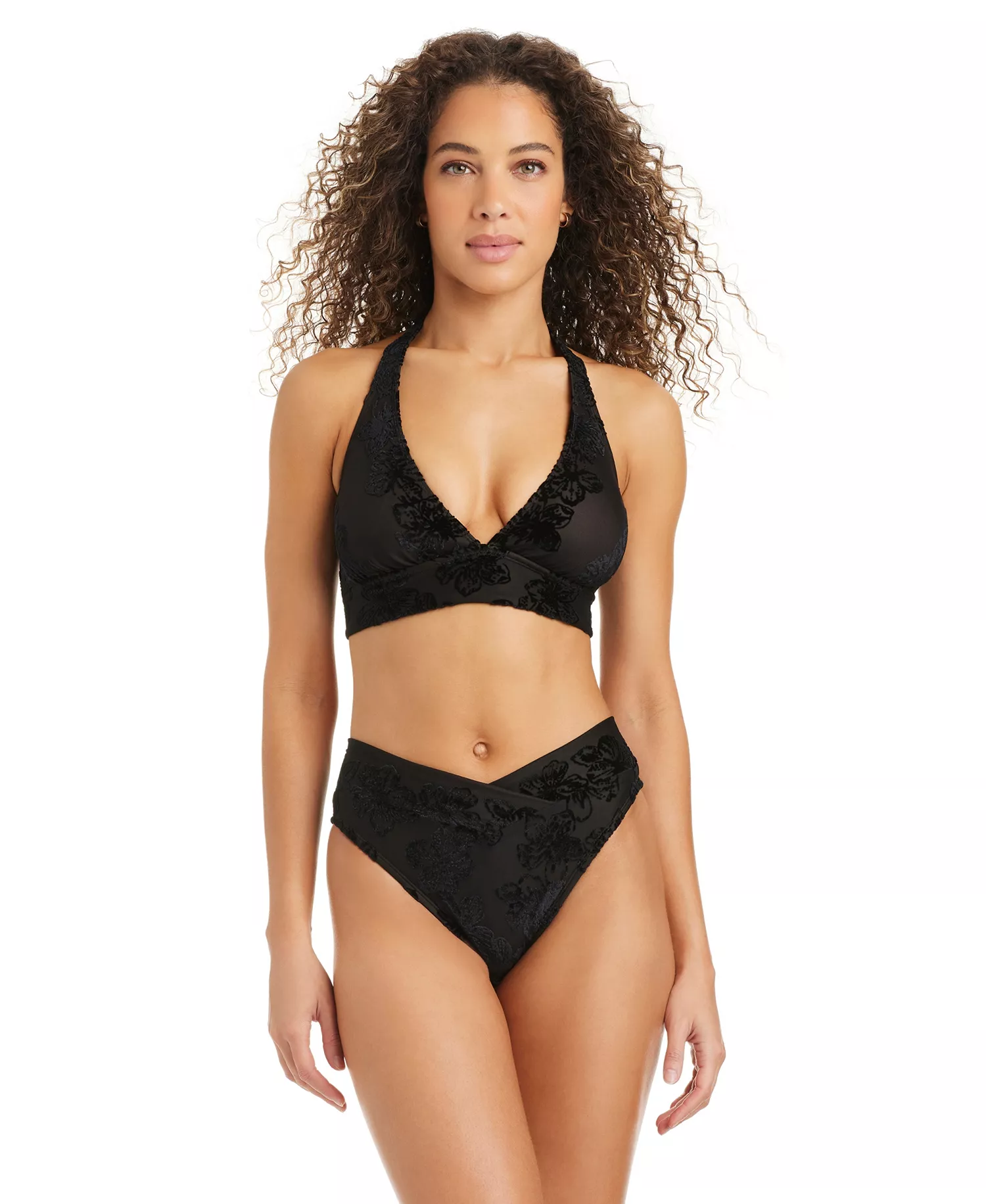 Women's Place In The Sun Banded Halter Bra, Macy's Exclusive - Black - L