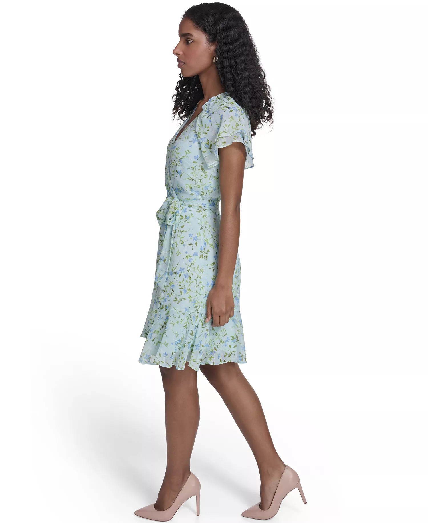 Women's Flutter-Sleeve Wrap Dress - Harbor gray - 10