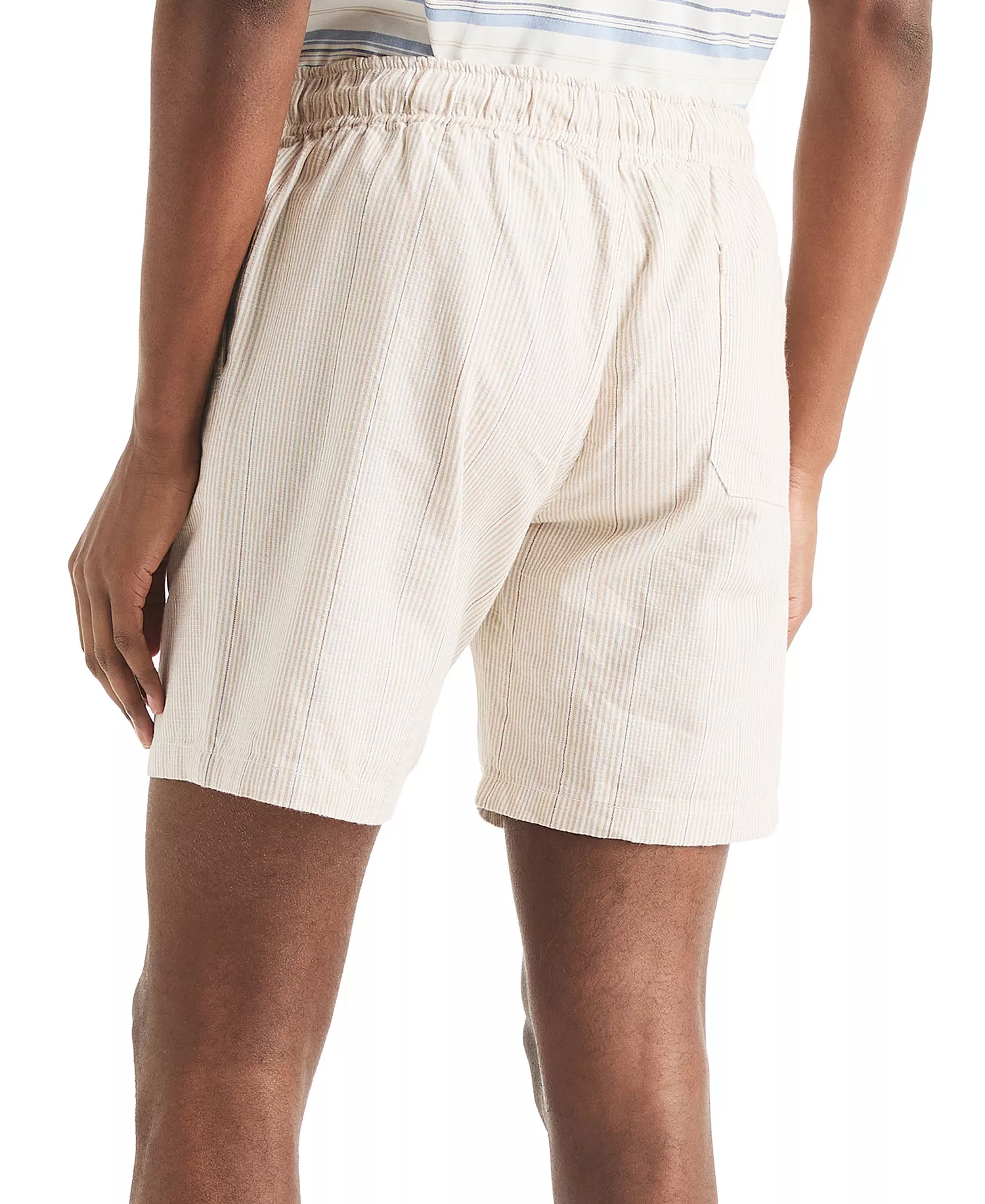 7" Striped Slub Textured Pull-On Drawstring Short - Safari - 2XL