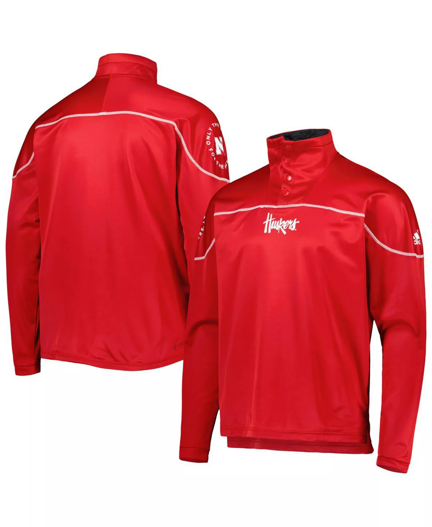 Men's Scarlet Nebraska Huskers AEROREADY Knit Quarter-Snap Jacket - Scarlet - 2XL