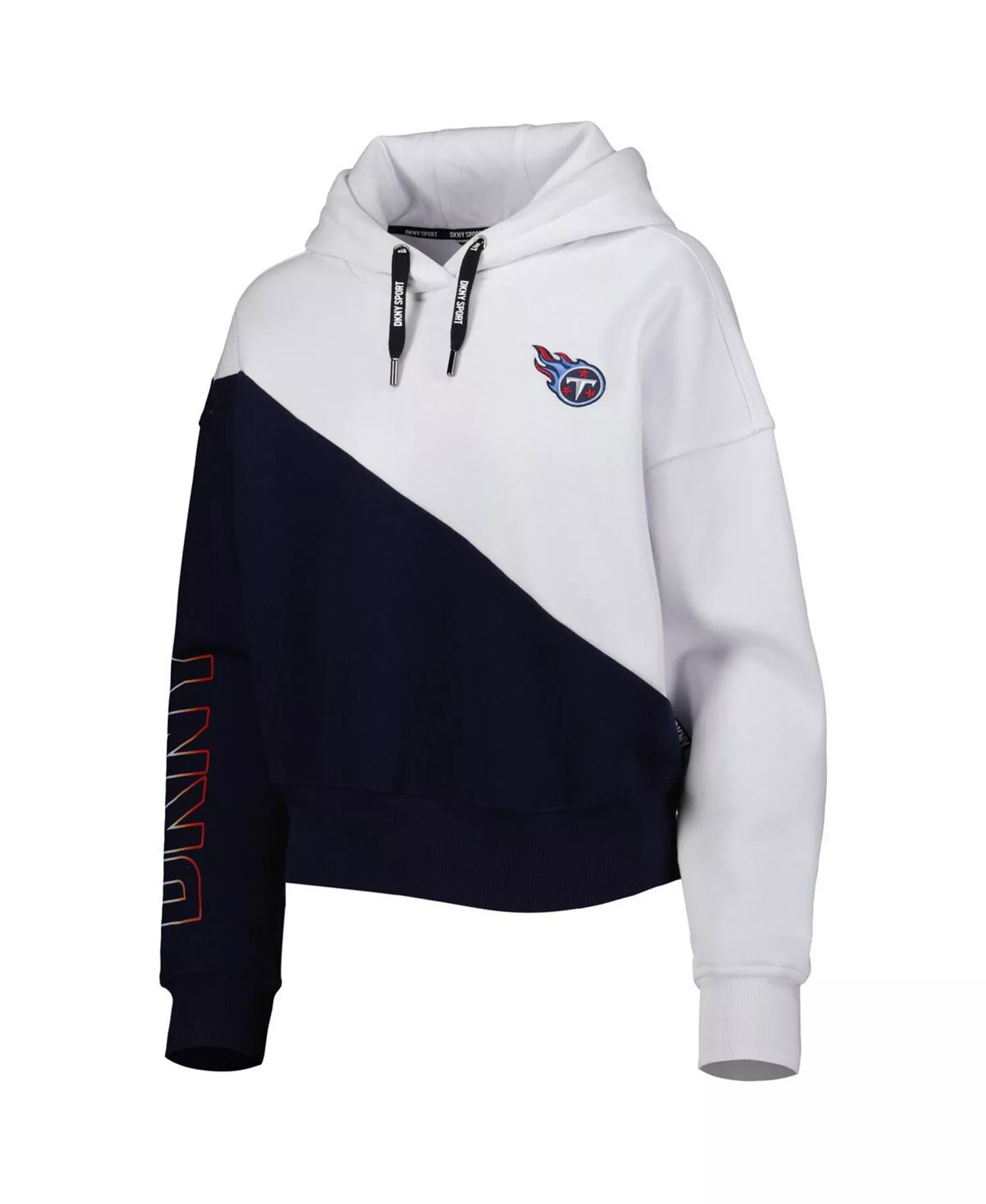 Women's White, Navy Tennessee Titans Bobbi Color Blocked Pullover Hoodie - White, Navy - 2XL