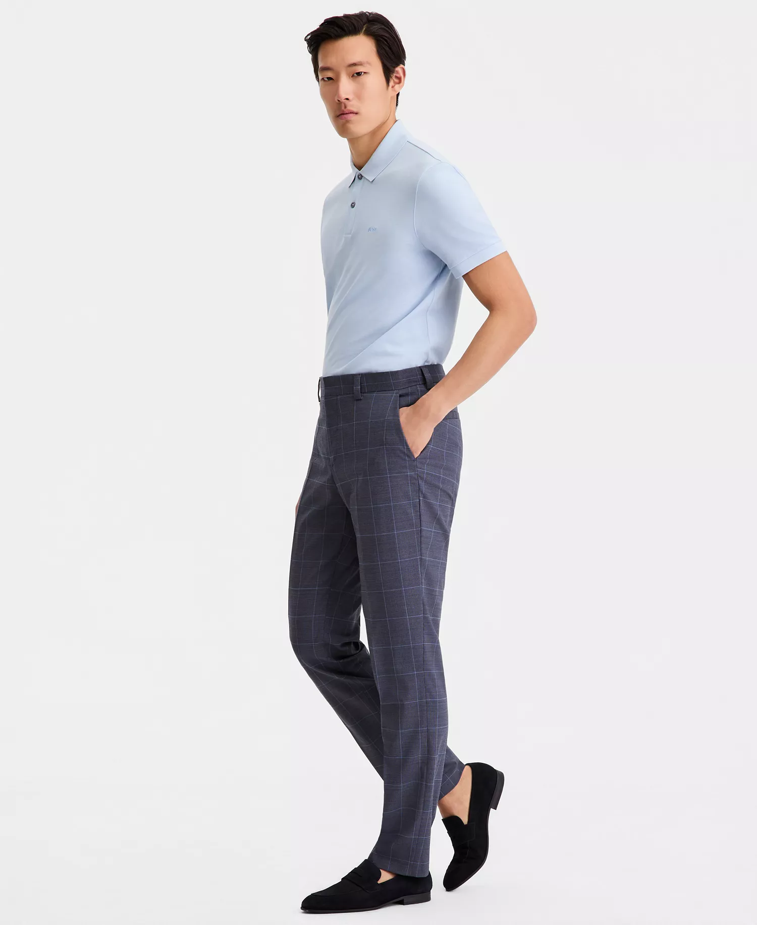 Men's Modern-Fit Suit Trousers - Blue - 30x30
