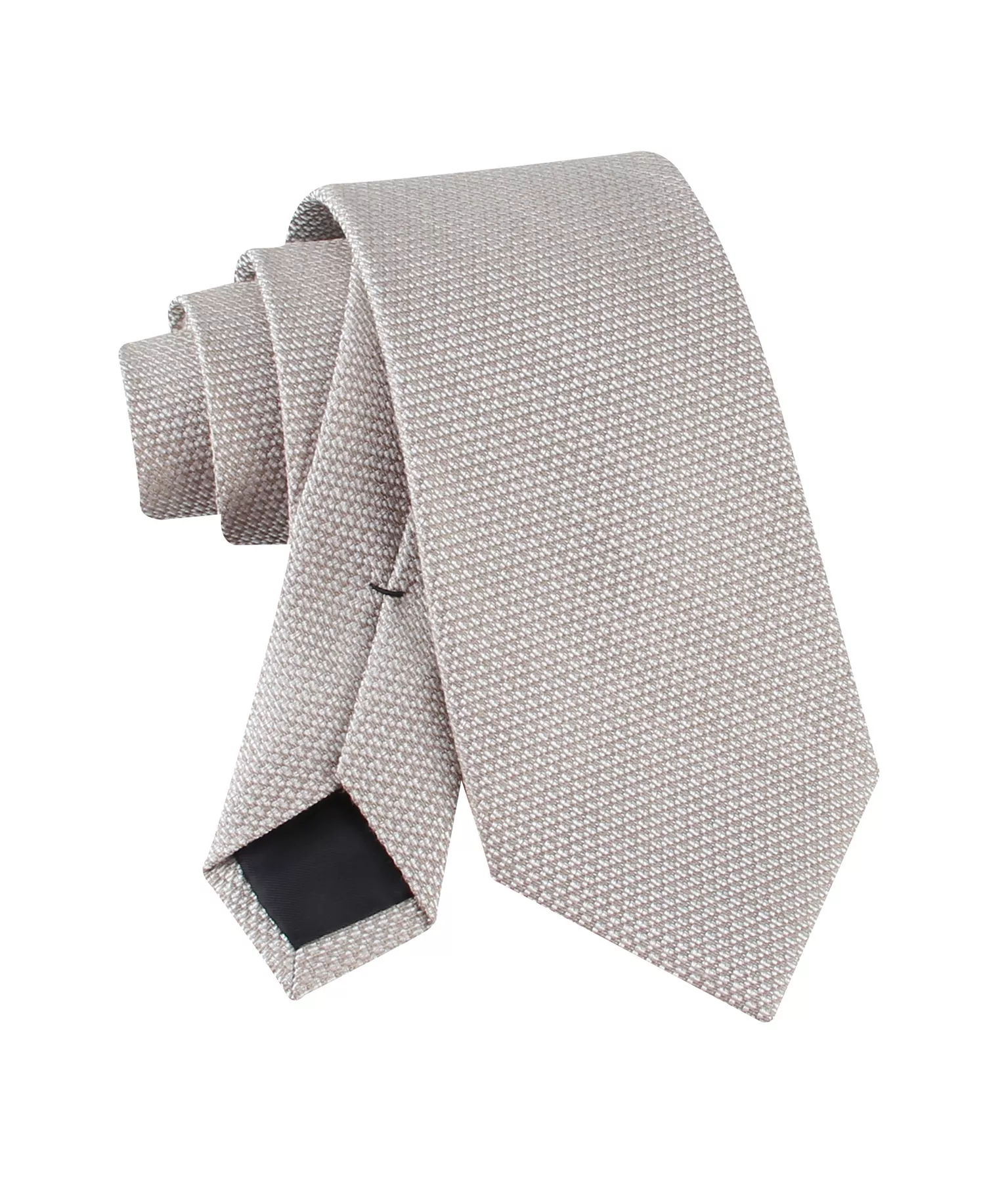 Men's Textured Solid Silk & Linen Tie - Taupe - ONE SIZE