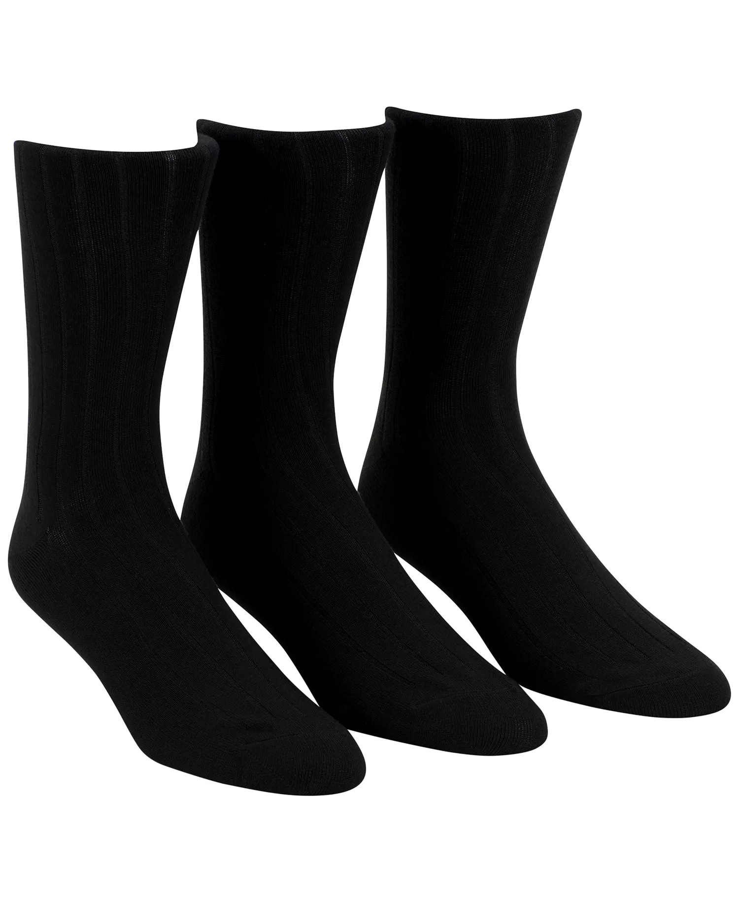Men's 3-Pack Soft Touch Ribbed Socks - Black - 7-12