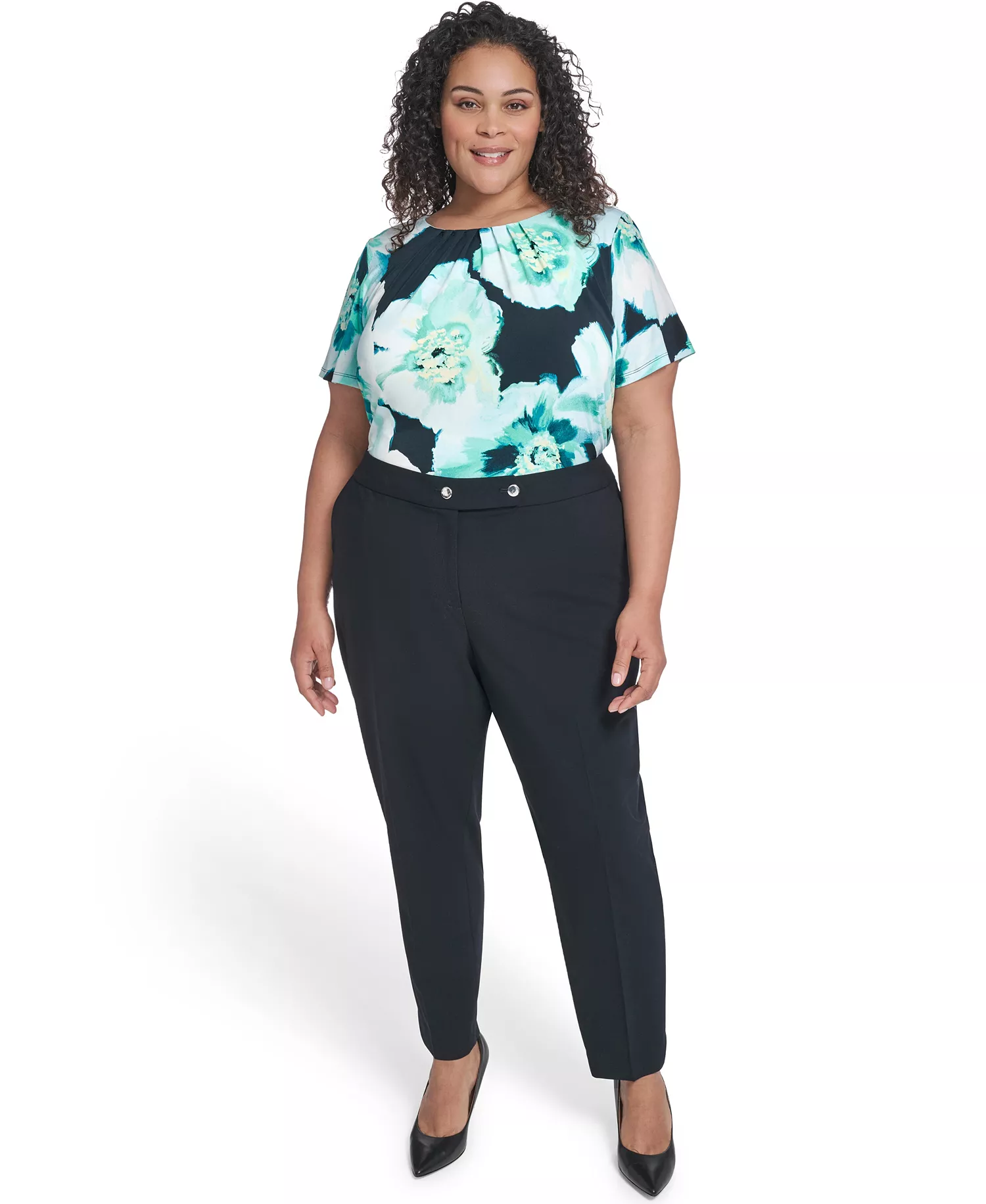 Plus Size Mid-Rise Slim Leg Pant - Navy - 14W