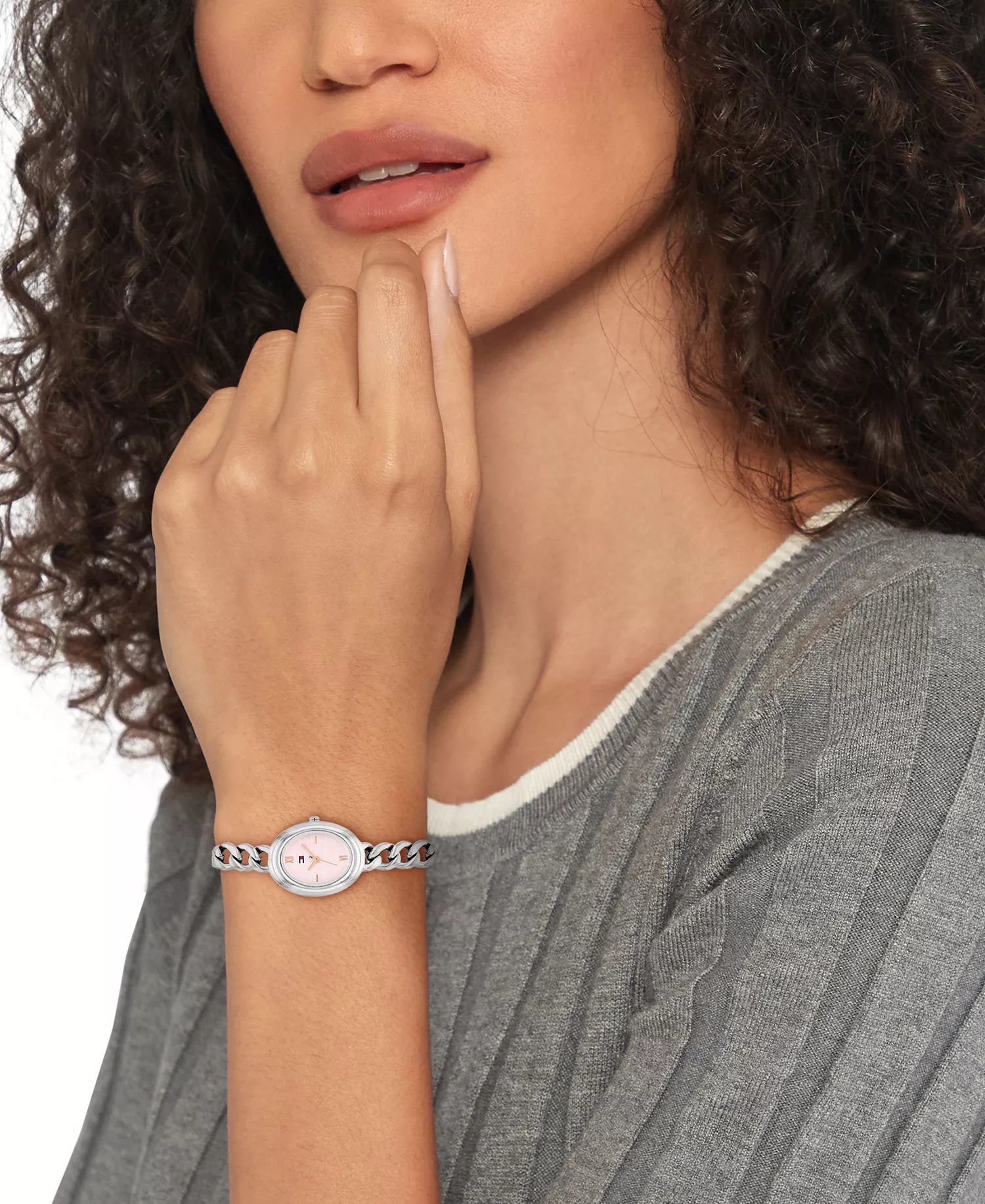 Women's Quartz Silver Tone Stainless Steel Chain Bracelet Watch, 21.5mm - Silver - No Size