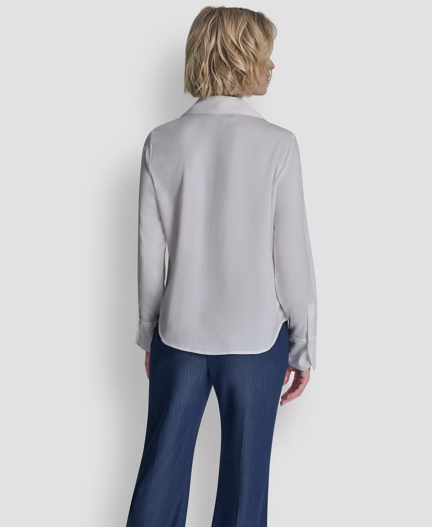 Women's Collared Button-Up Blouse - Ivory - L