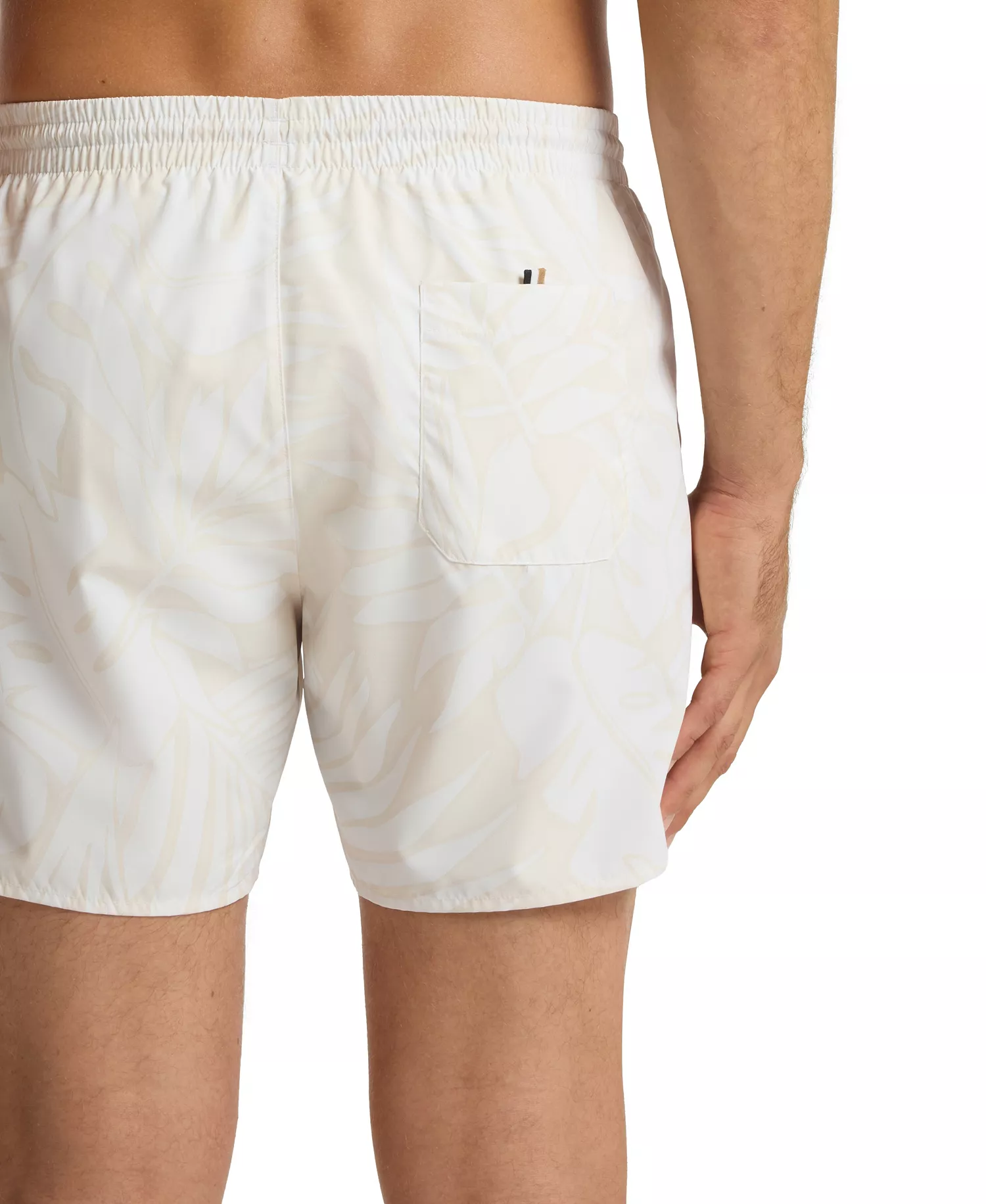 Men's All-Over Print Logo-Badge Swim Shorts - Natural - L